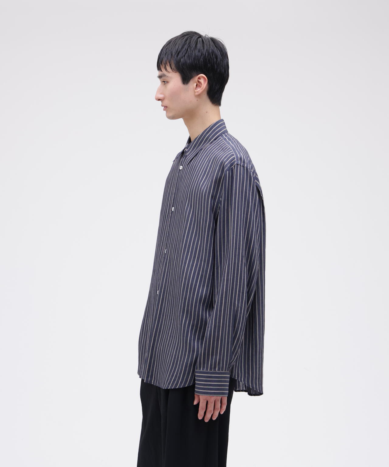 STUDIO NICHOLSON / LYOCELL SILK STRIPE BOXY OVERSIZED SHIRT