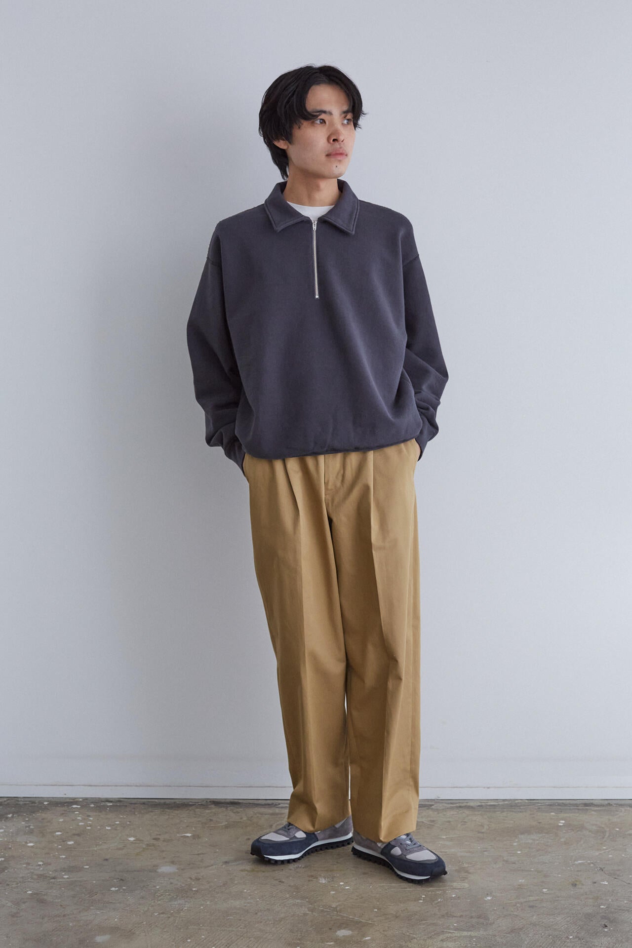 YLEVE / COTTON FLEECE HALF ZIP P/O