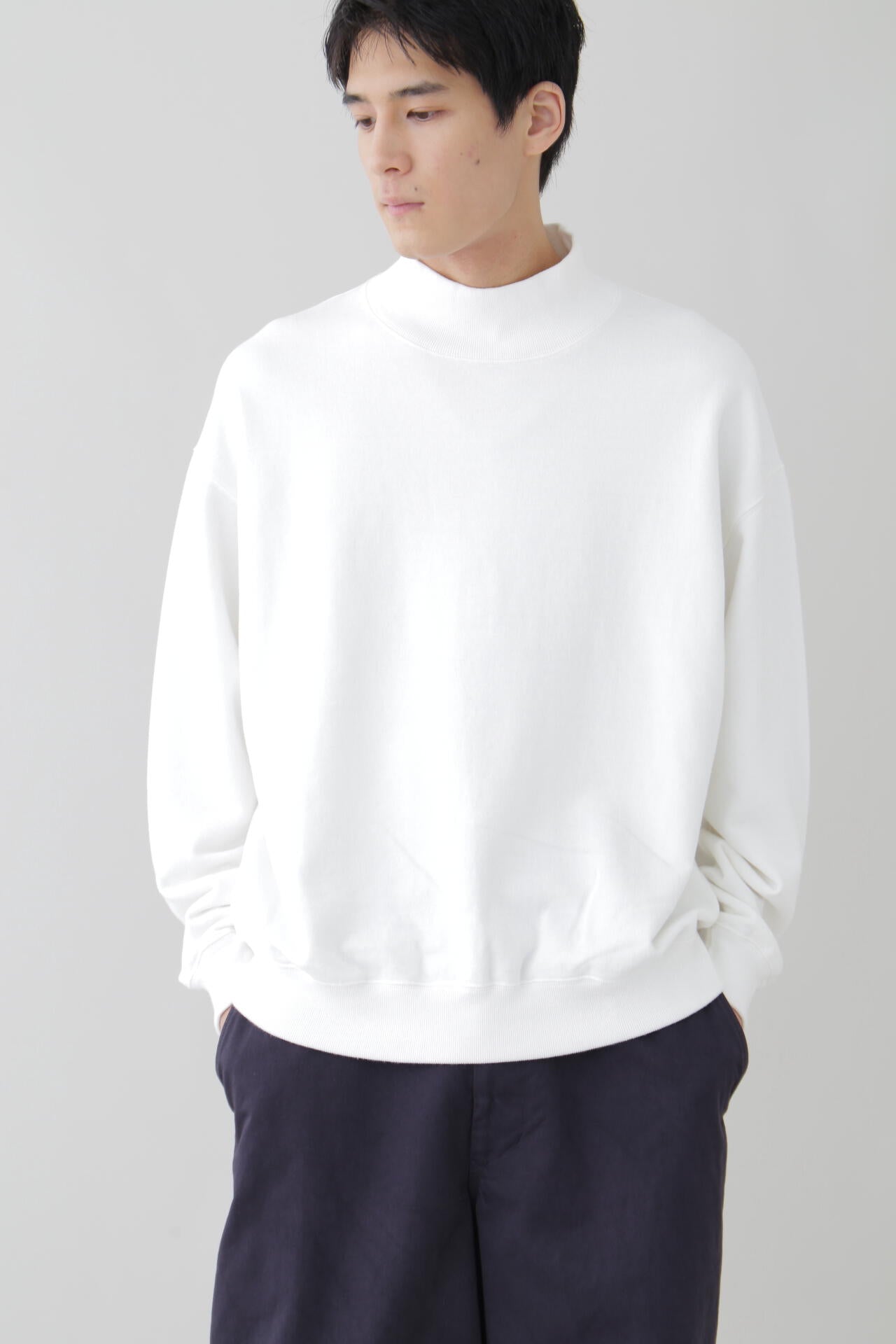 Ｙ / ORGANIC COTTON BLEND HEAVY WEIGHT FLEECE TURTLE NECK