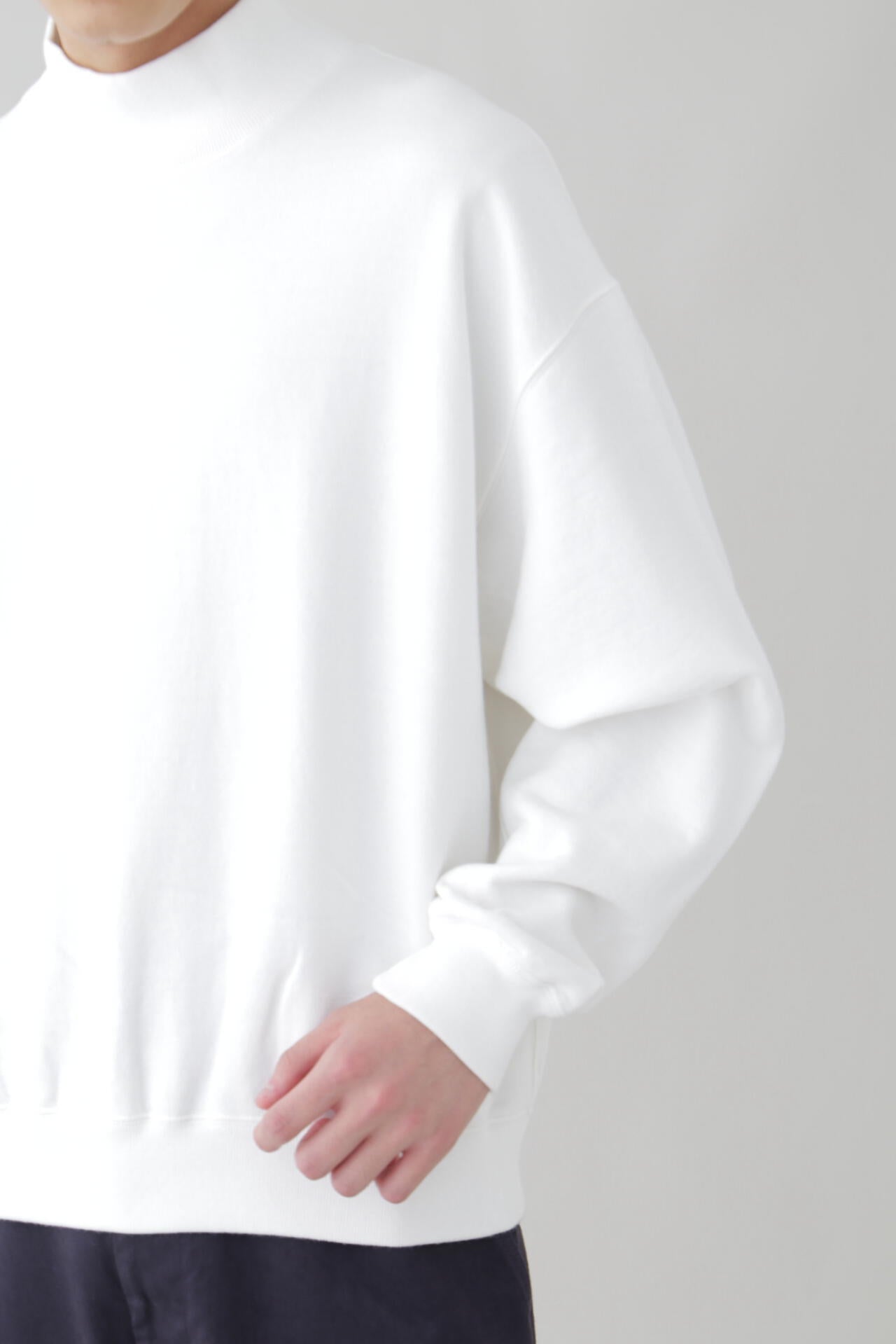 Ｙ / ORGANIC COTTON BLEND HEAVY WEIGHT FLEECE TURTLE NECK