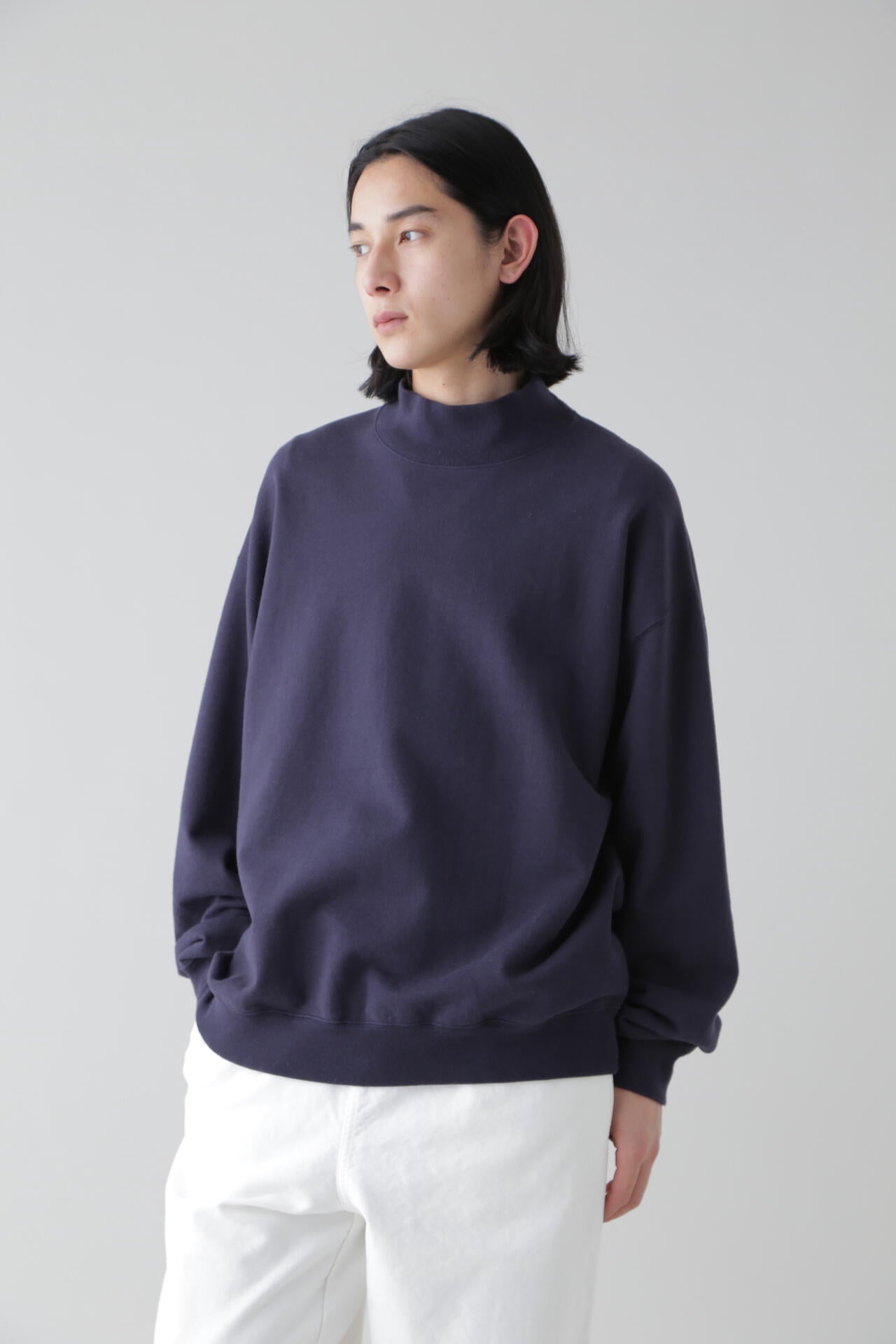 Ｙ / ORGANIC COTTON BLEND HEAVY WEIGHT FLEECE TURTLE NECK
