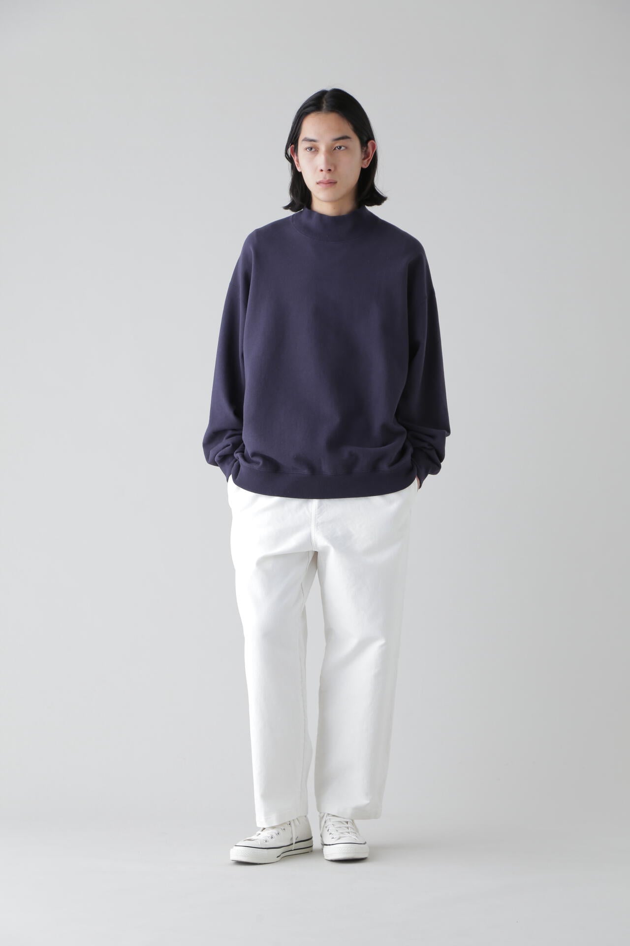 Ｙ / ORGANIC COTTON BLEND HEAVY WEIGHT FLEECE TURTLE NECK