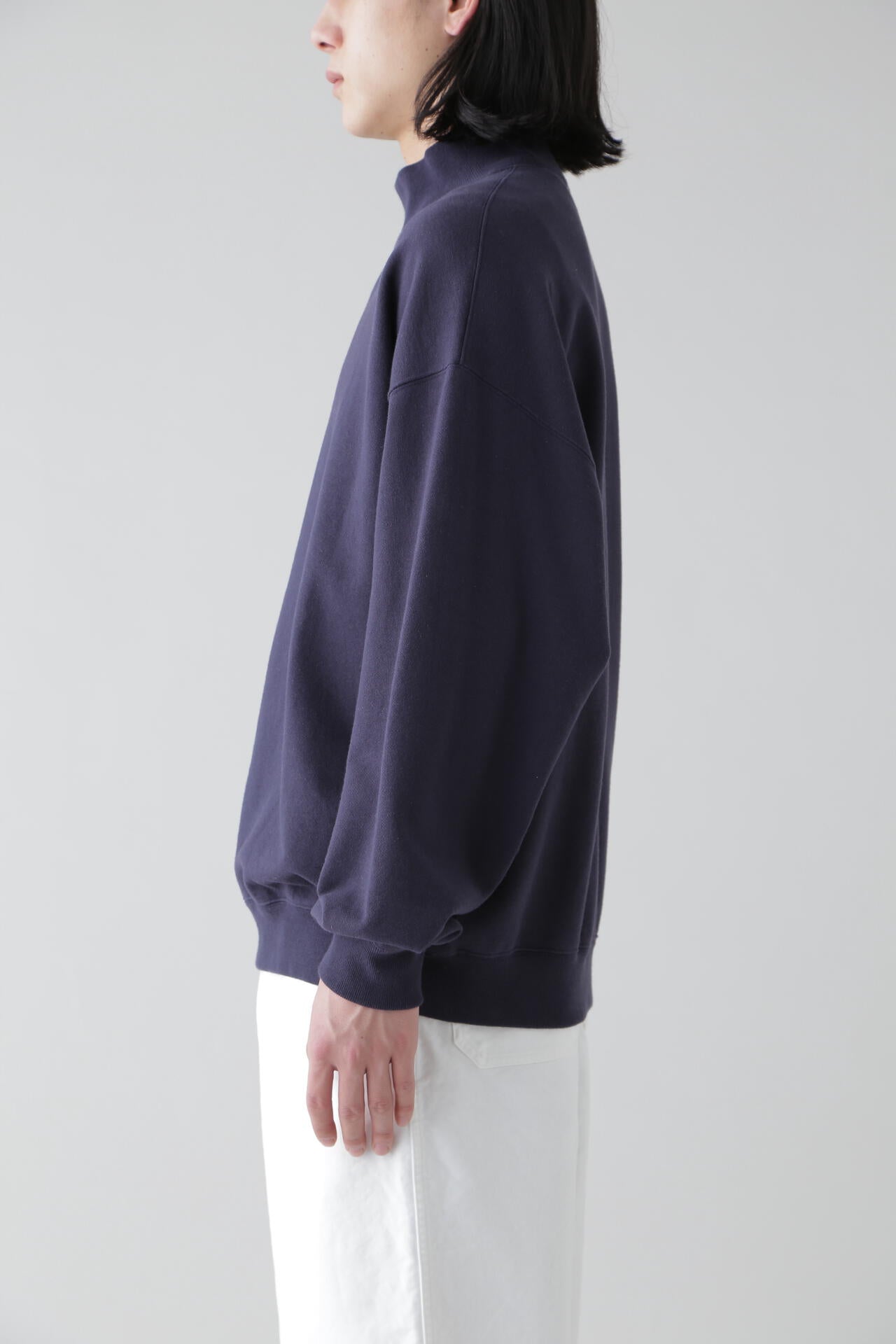 Ｙ / ORGANIC COTTON BLEND HEAVY WEIGHT FLEECE TURTLE NECK