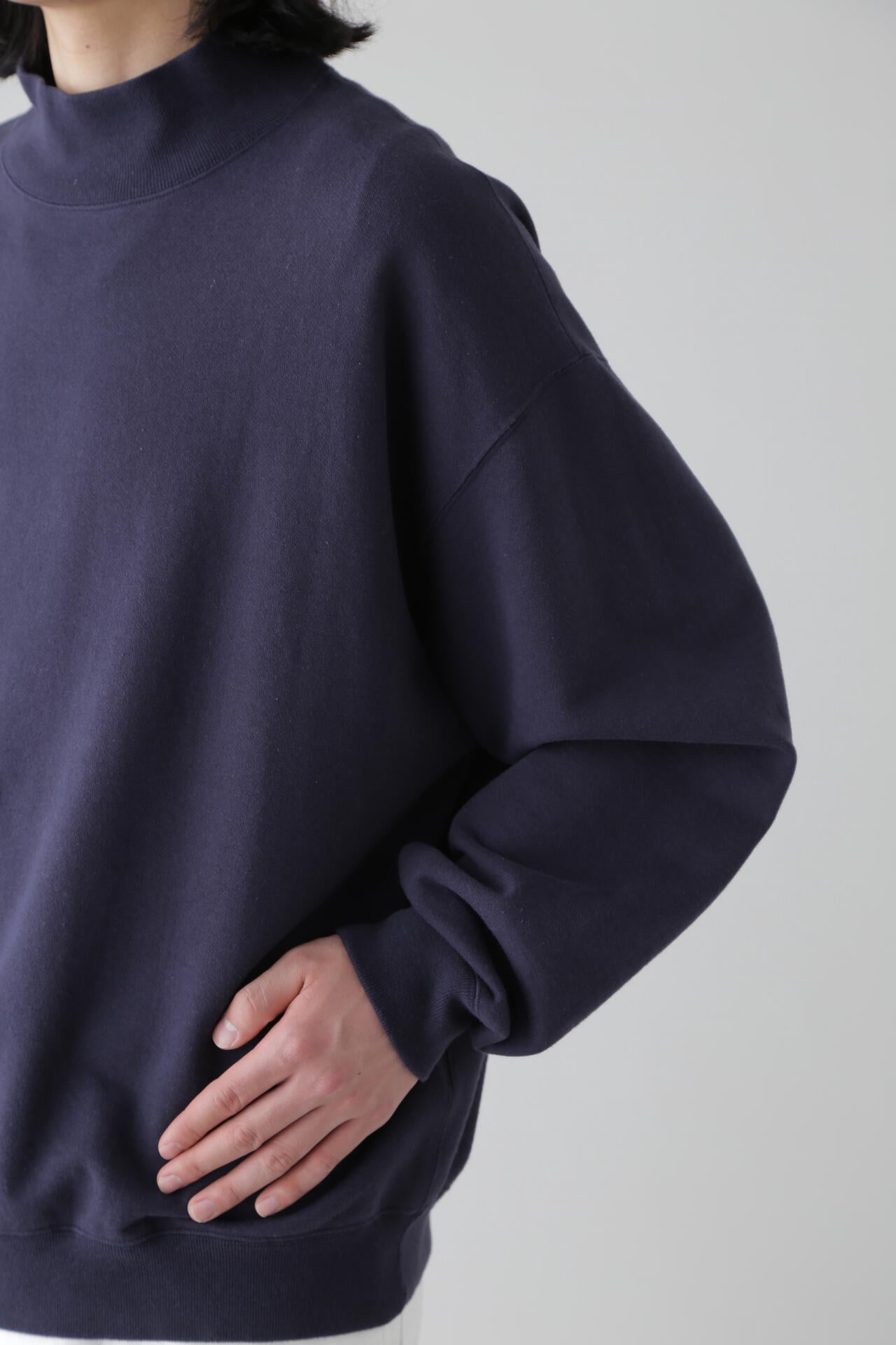 Ｙ / ORGANIC COTTON BLEND HEAVY WEIGHT FLEECE TURTLE NECK