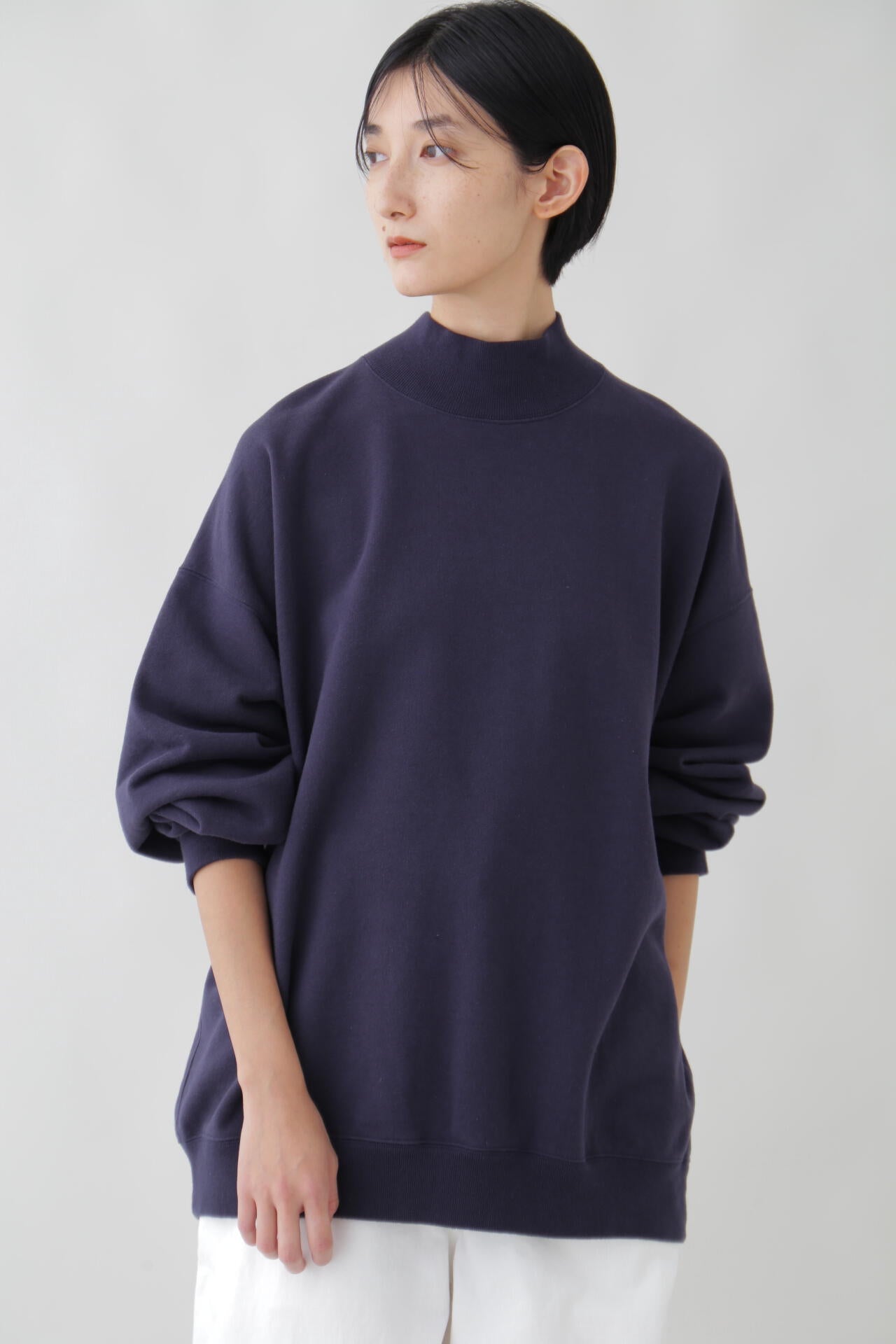 Ｙ / ORGANIC COTTON BLEND HEAVY WEIGHT FLEECE TURTLE NECK