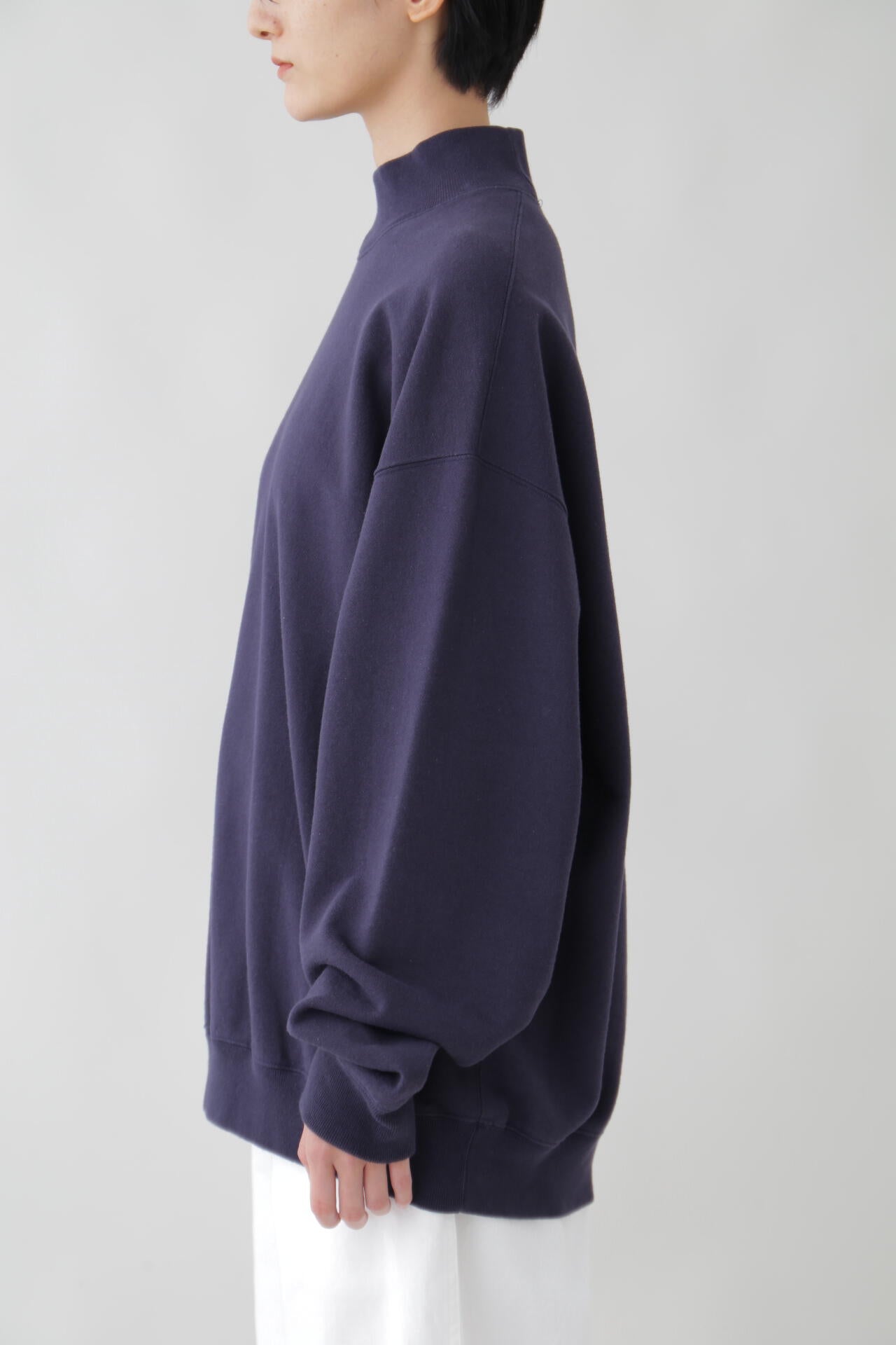 Ｙ / ORGANIC COTTON BLEND HEAVY WEIGHT FLEECE TURTLE NECK