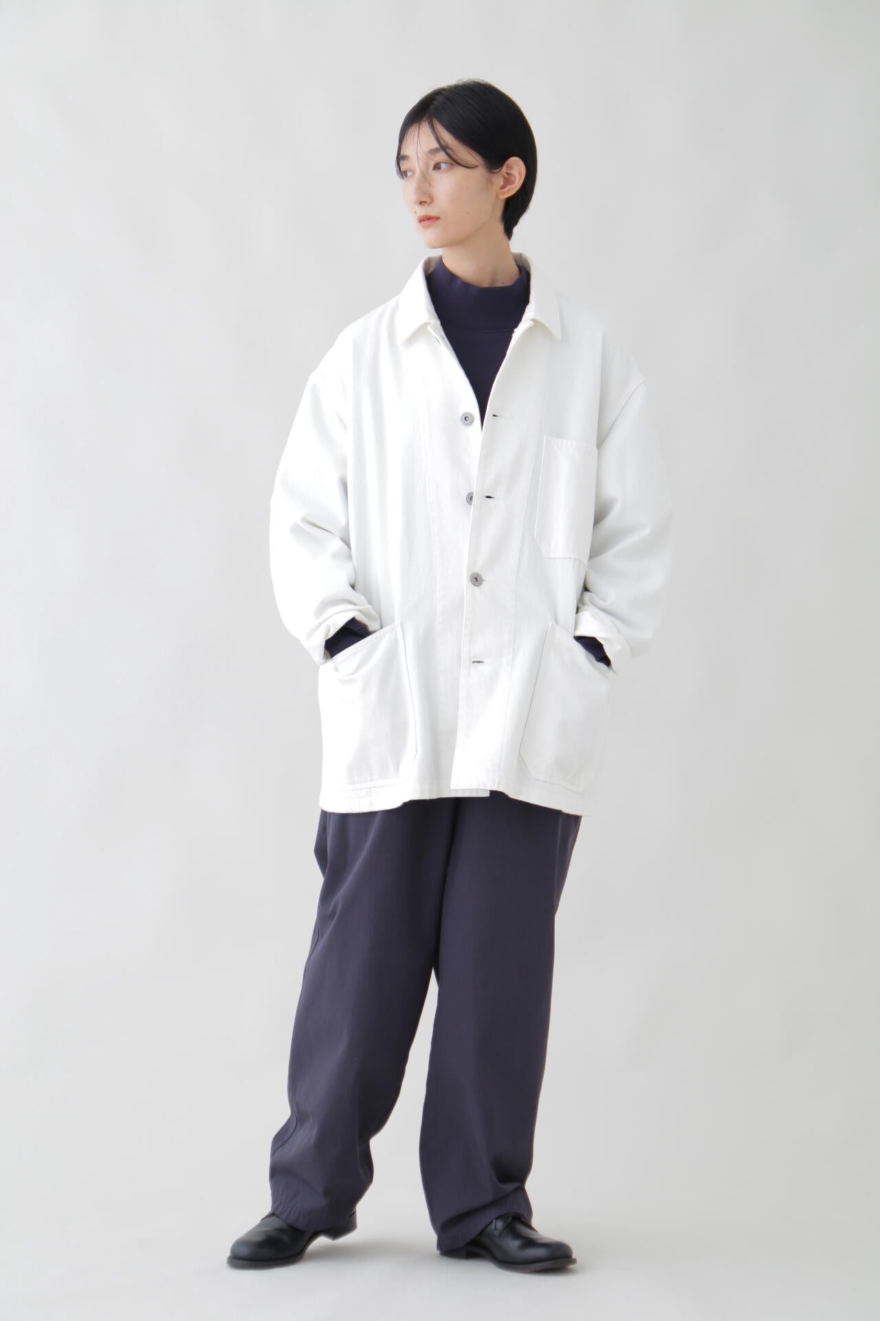Ｙ / ORGANIC COTTON BLEND HEAVY WEIGHT FLEECE TURTLE NECK