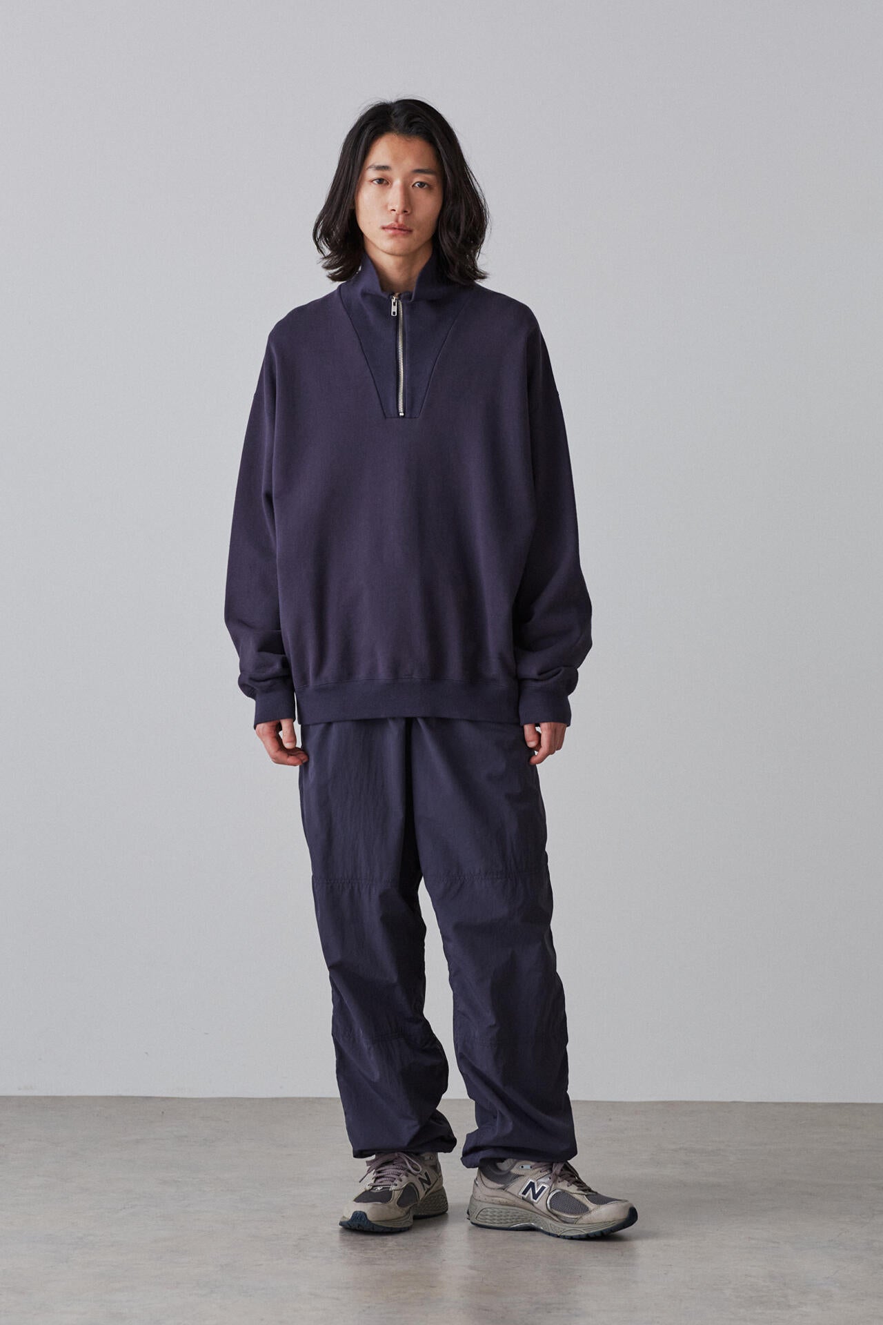 Ｙ / ORGANIC COTTON BLEND HEAVY WEIGHT FLEECE HALF ZIP