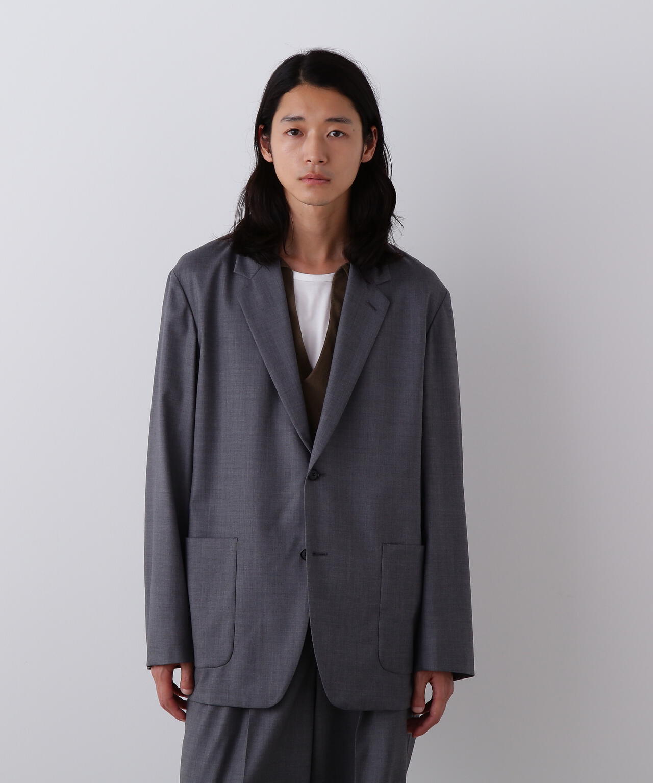 YLEVE / SUPER120'S CHAMBRAY WOOL JACKET