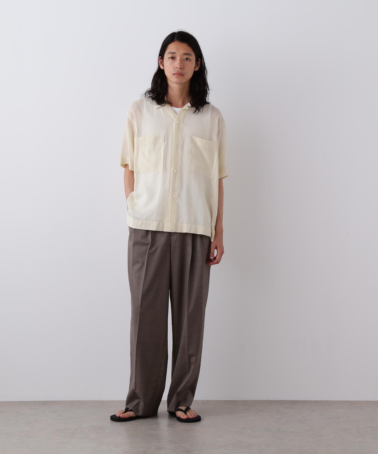 YLEVE / SUPER120'S CHAMBRAY WOOL 3TACK TROUSERS