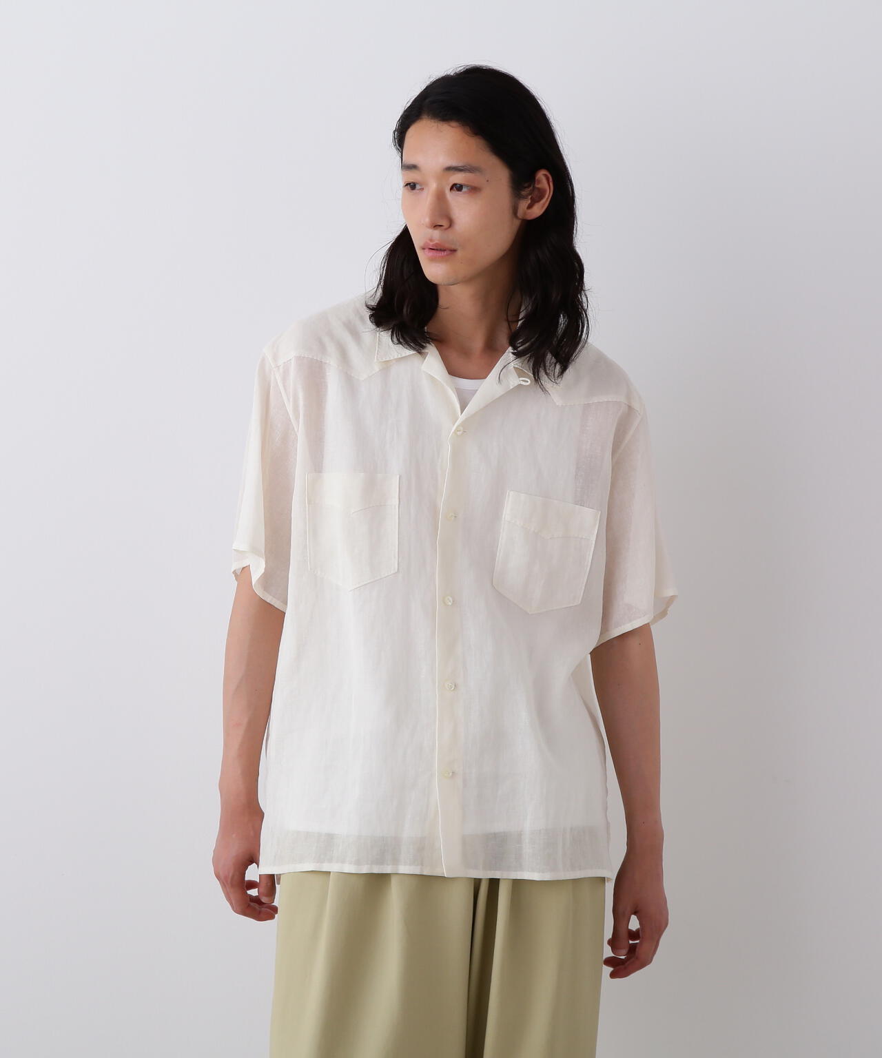 YLEVE / COTTON RAMIE VOILE HAND STITCH SHIRT
