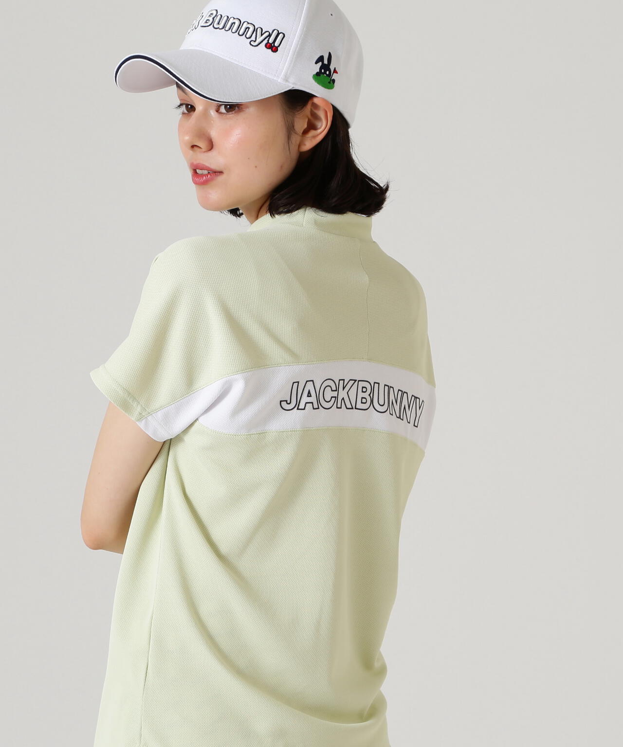 PEメッシュ半袖モックネックカットソー