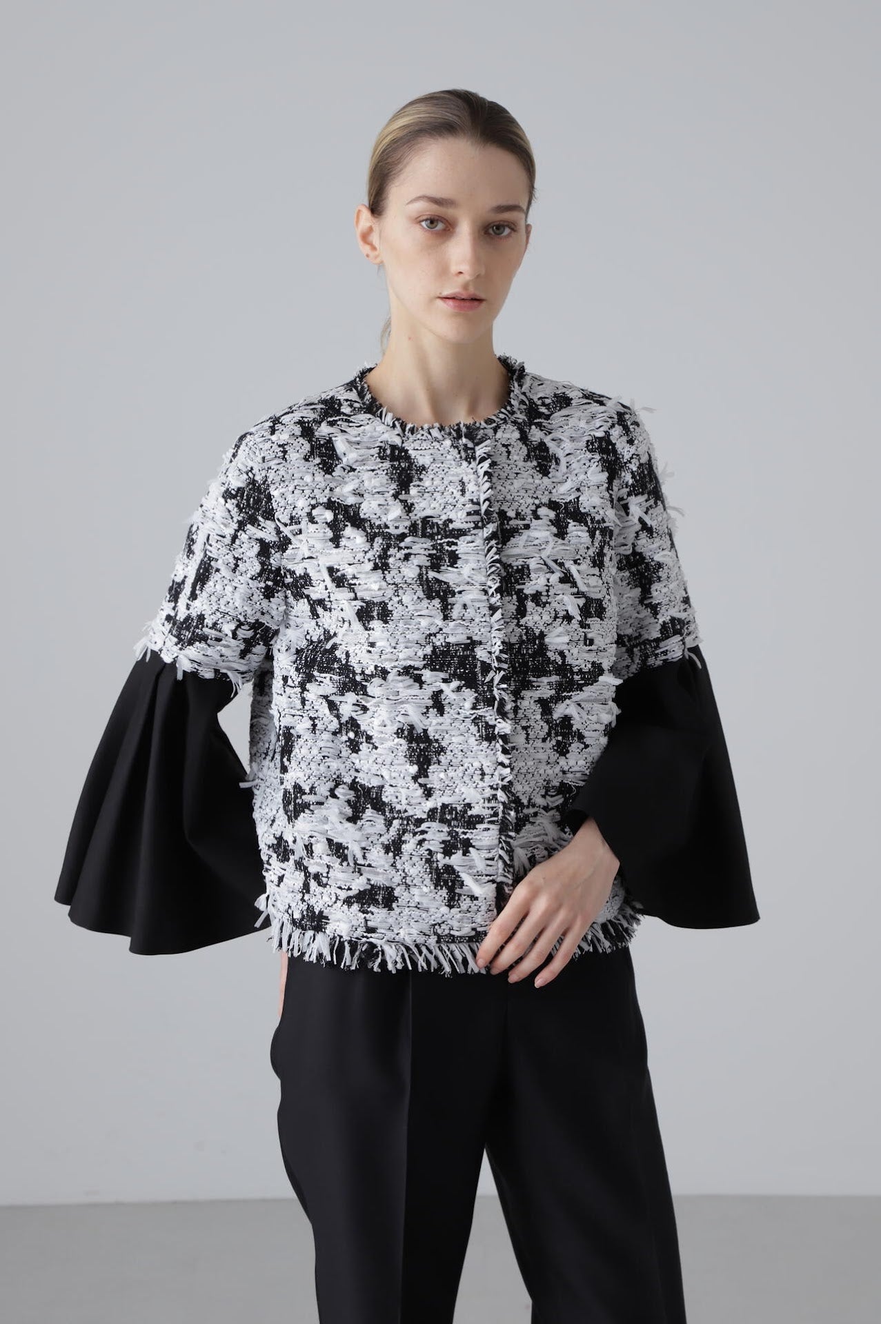 <BLACK LABEL> MALHIA モノトーンツィードジャケット