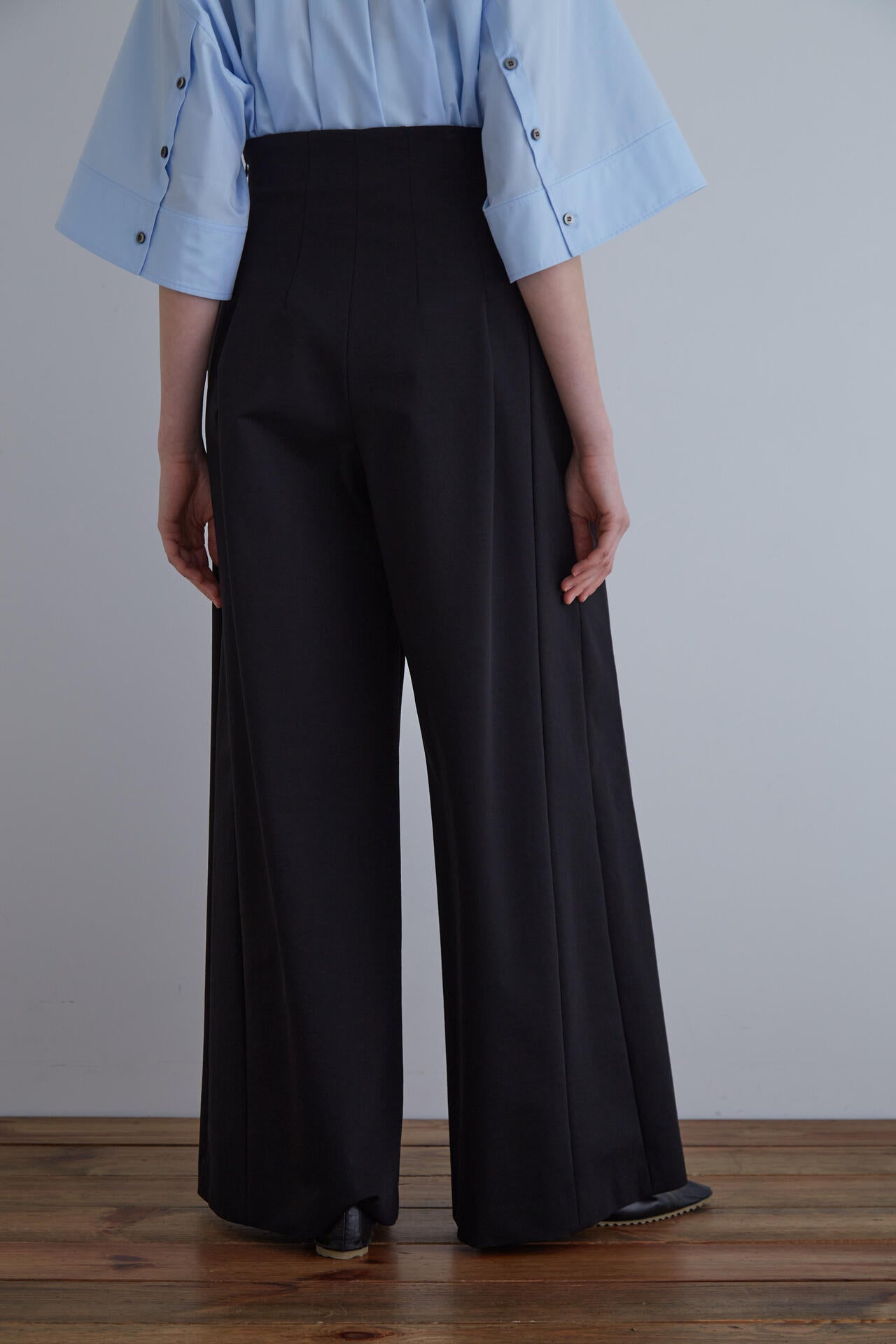 ハイストレッチポンチハイウエストワイドパンツ