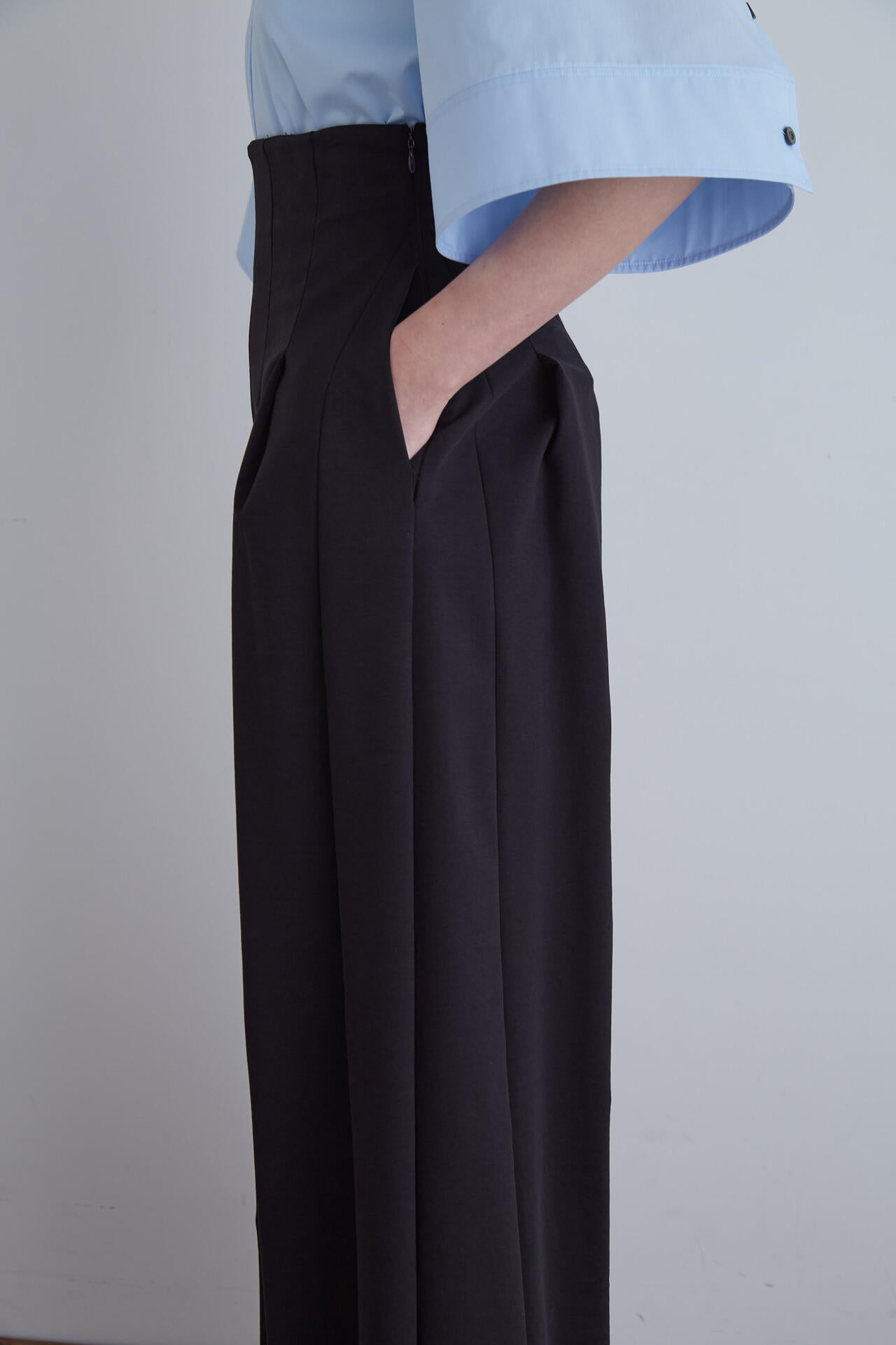 ハイストレッチポンチハイウエストワイドパンツ