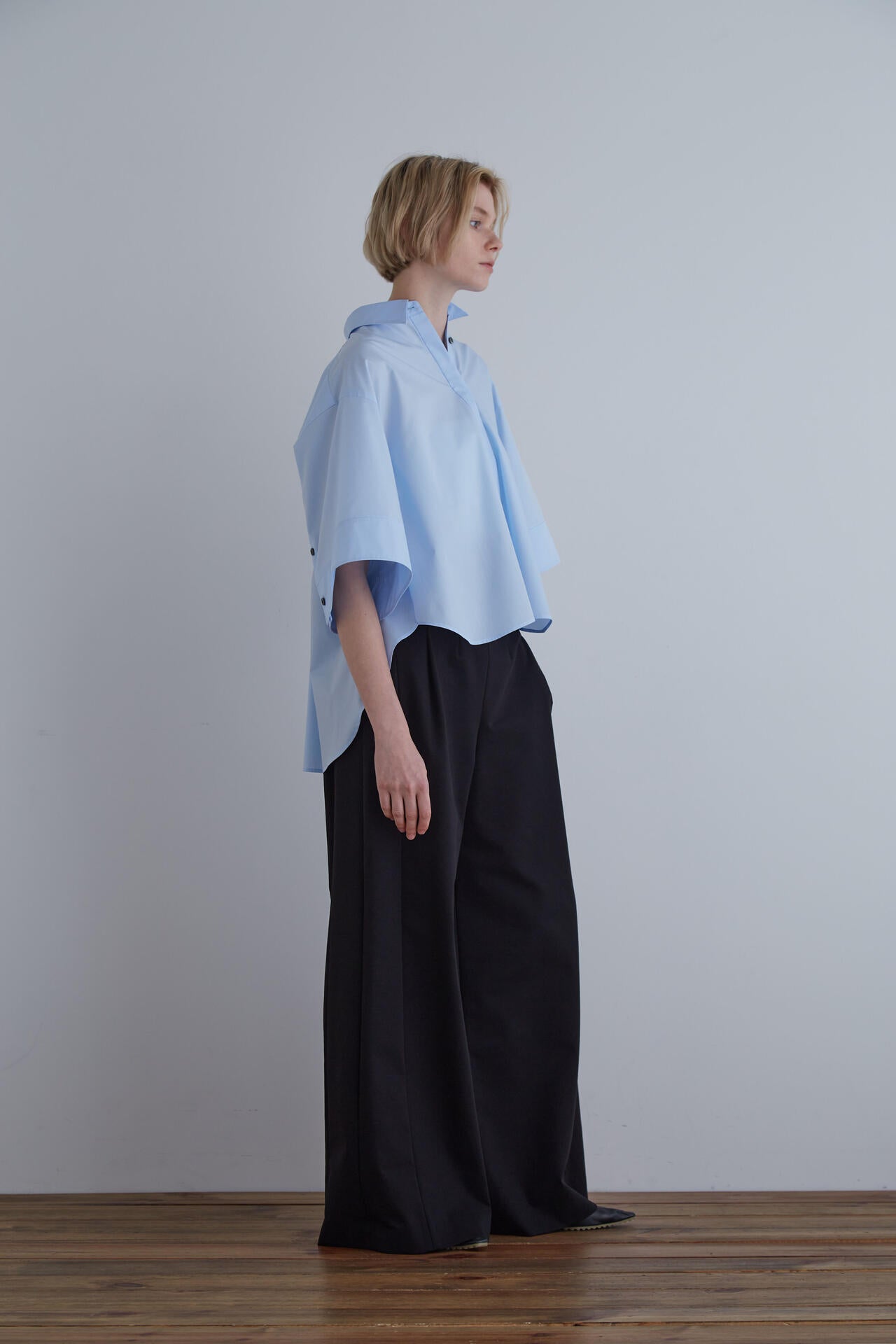 ハイストレッチポンチハイウエストワイドパンツ