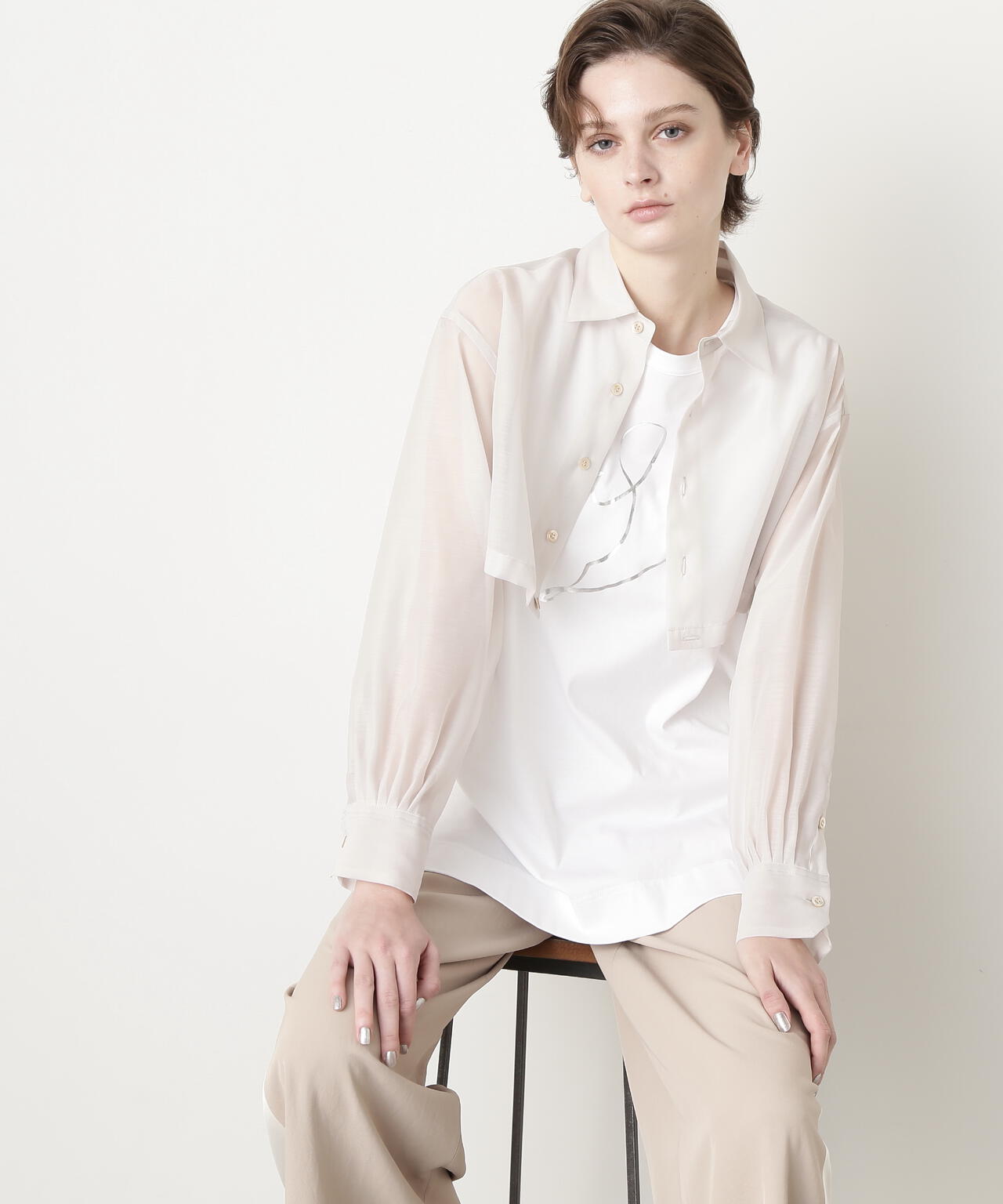 Sheer Cropped  Shirt