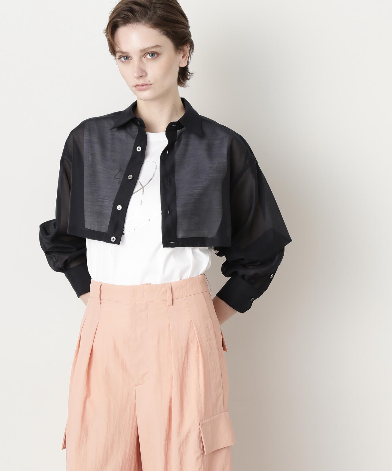 Sheer Cropped  Shirt