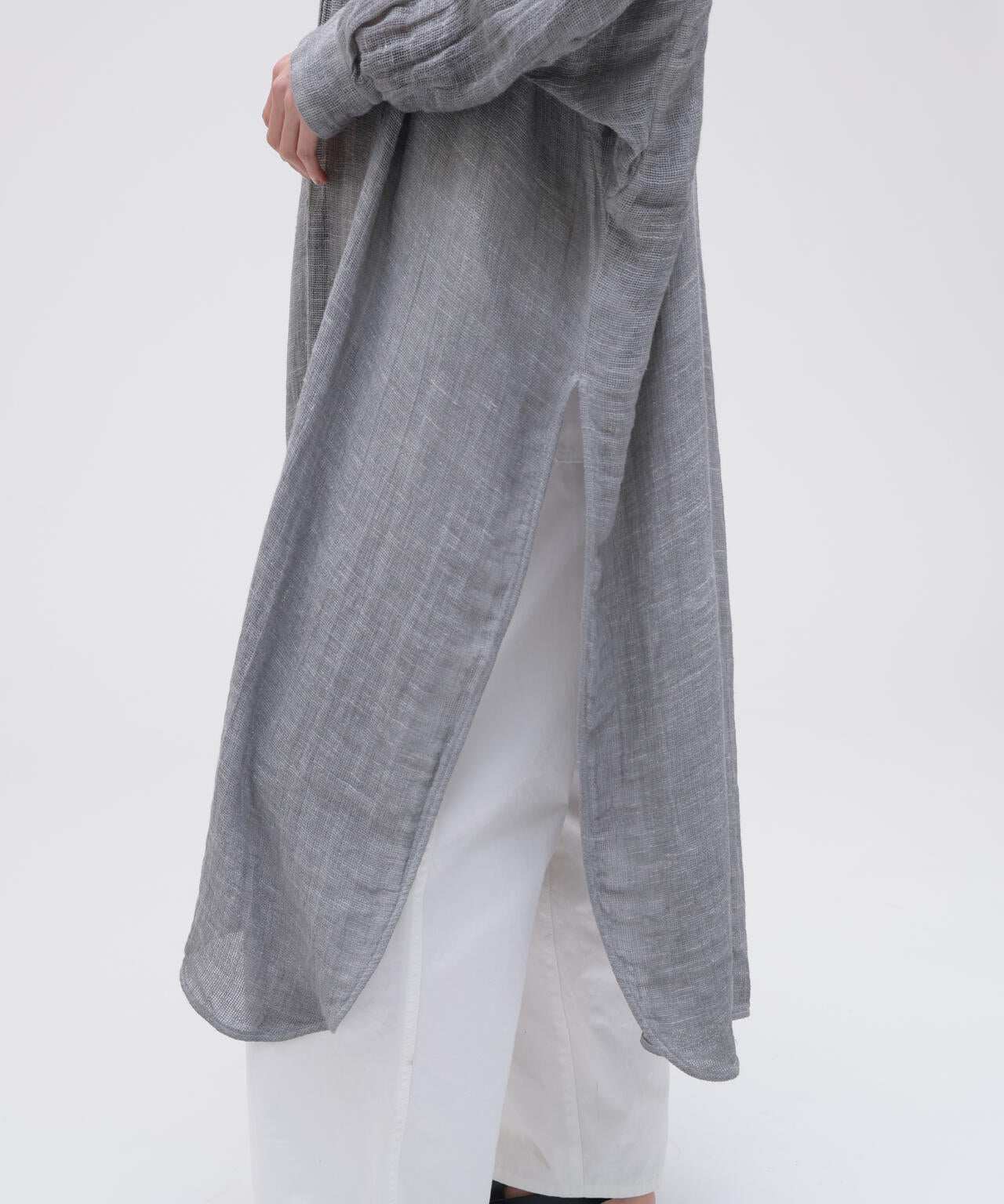 quitan / ORGANIC 56 LINEN SLUB LINEN BASKET AO DAÏ B/C LONG SHIRT