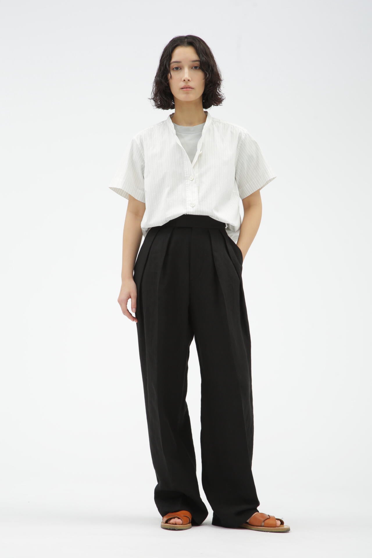 COMPACT LINEN TROUSERS