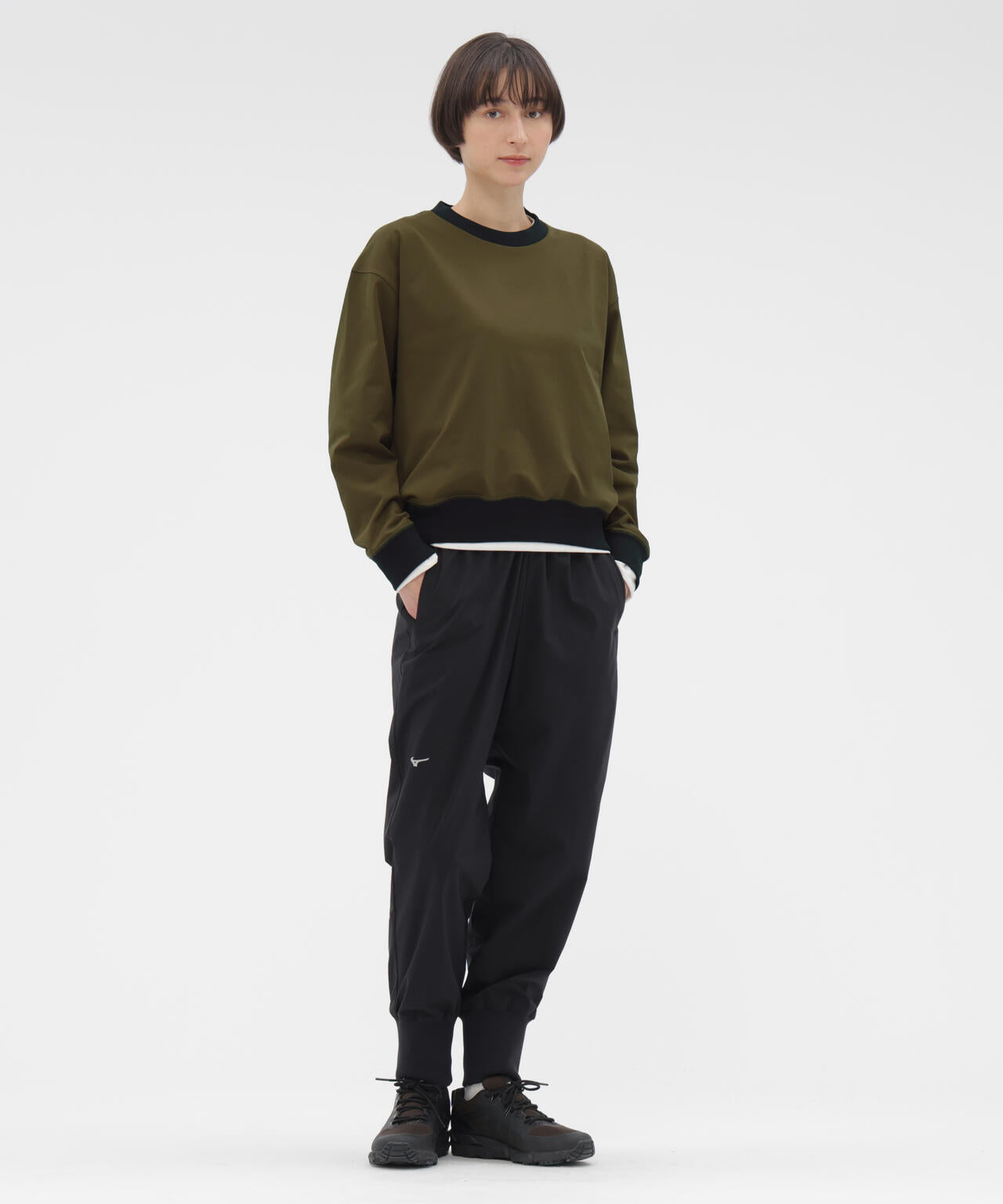 STRETCH POLYESTER TROUSERS