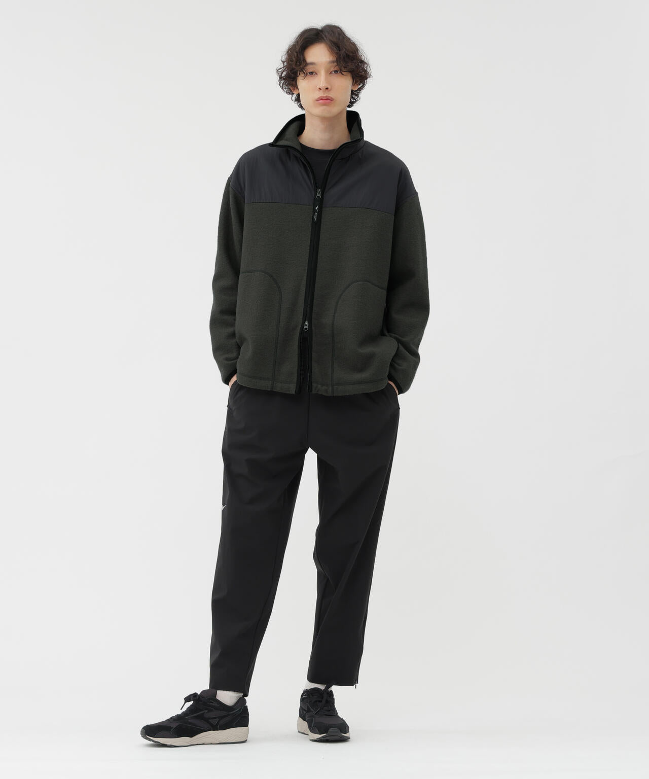STRETCH POLYESTER HEAVY POPLIN TROUSERS