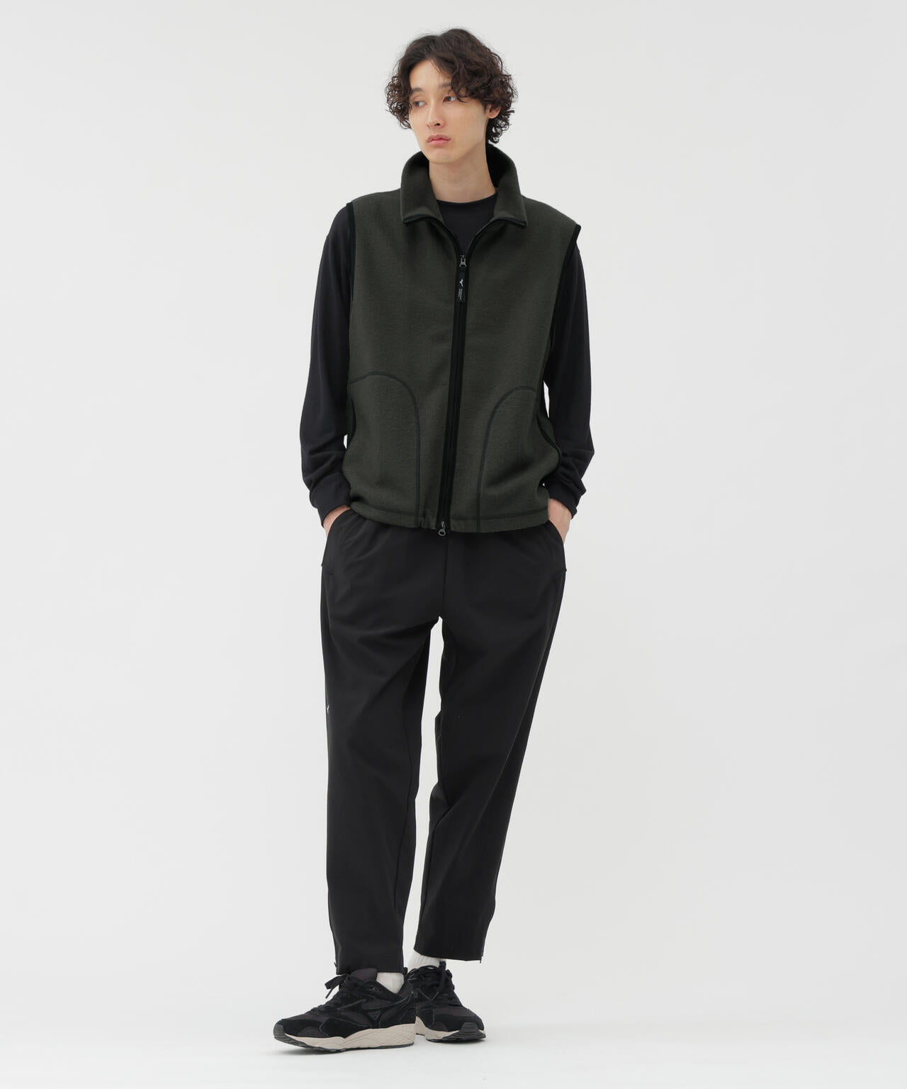 STRETCH POLYESTER HEAVY POPLIN TROUSERS