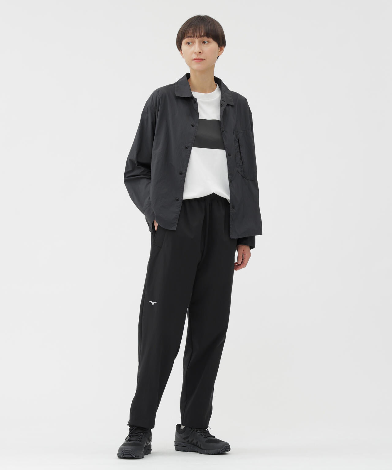 STRETCH POLYESTER HEAVY POPLIN TROUSERS