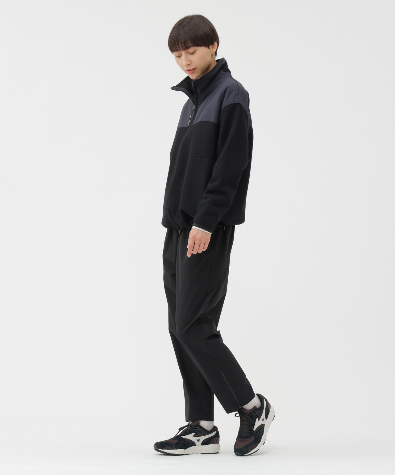 STRETCH POLYESTER HEAVY POPLIN TROUSERS