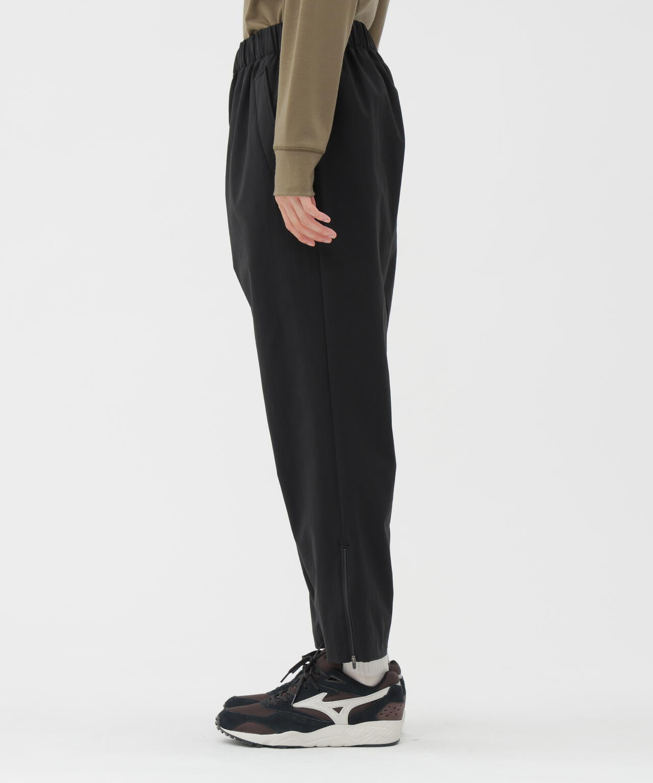 STRETCH POLYESTER HEAVY POPLIN TROUSERS