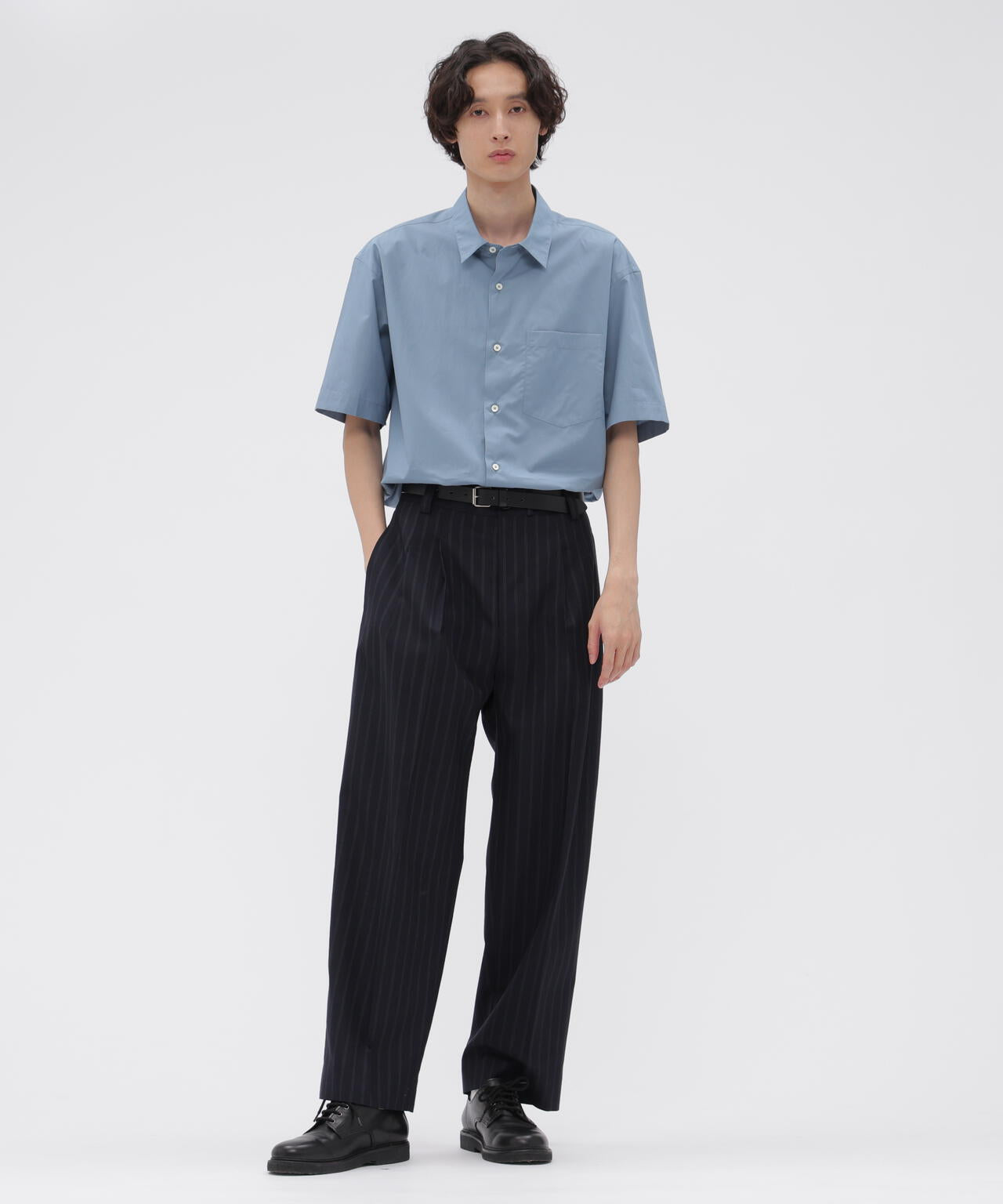 WIDE STRIPE WOOL TROUSERS