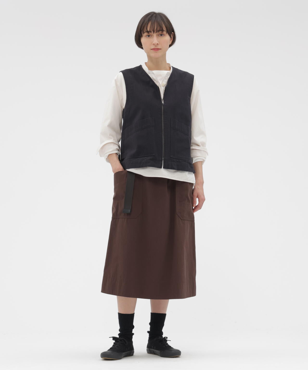 COTTON CUPRA PLAINWEAVE SKIRT