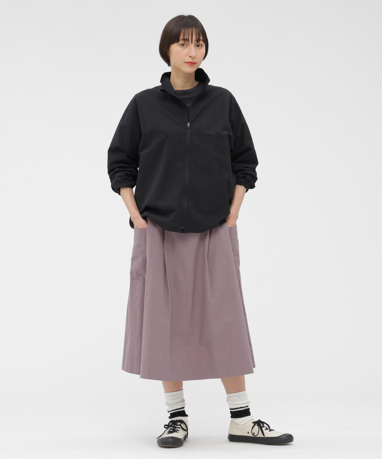 WASHED COTTON POPLIN SKIRT
