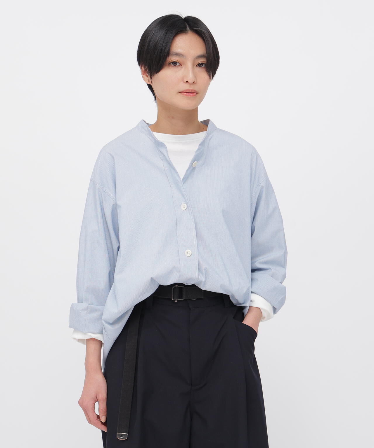 WORN COTTON HAIRLINE STRIPE SHIRT