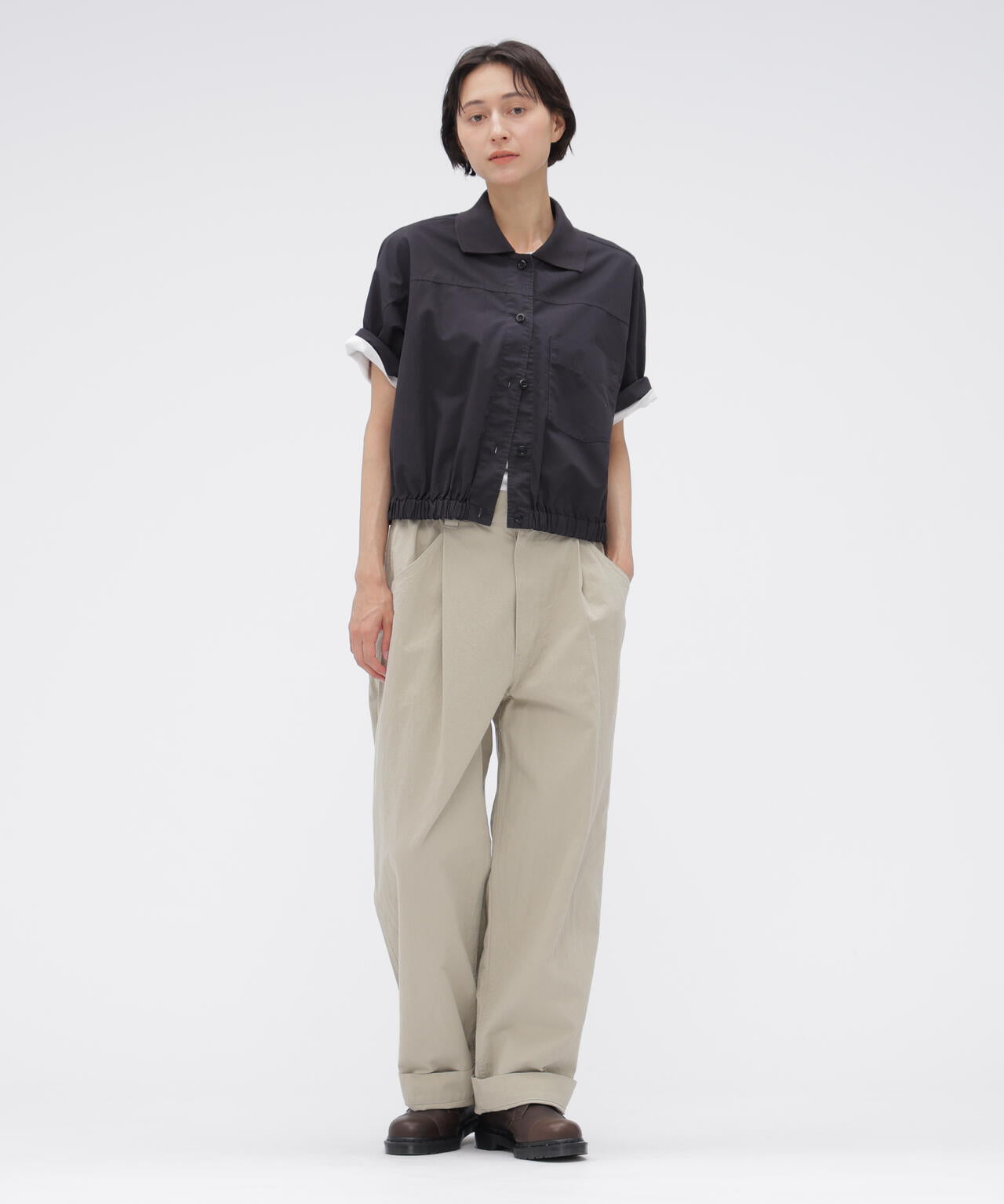 COTTON LINEN TINY RIPSTOP TROUSERS