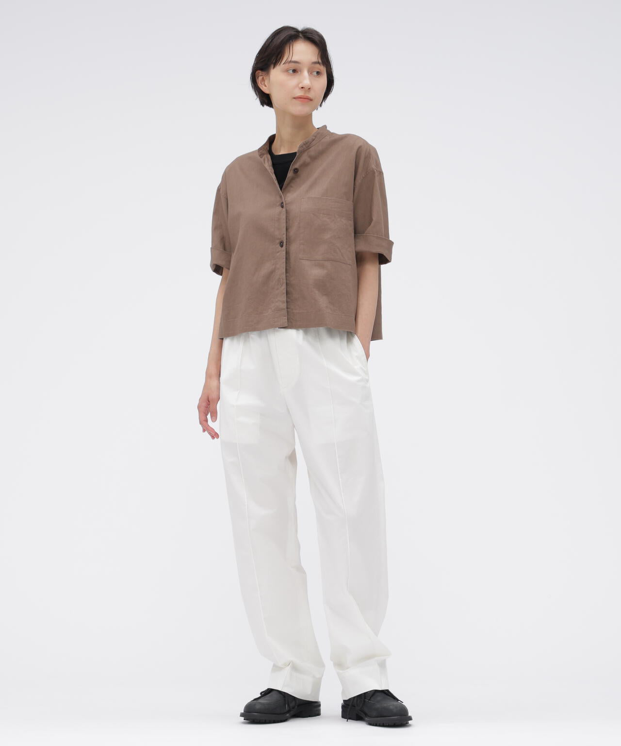 SURFACE DYED COTTON LINEN SHIRT