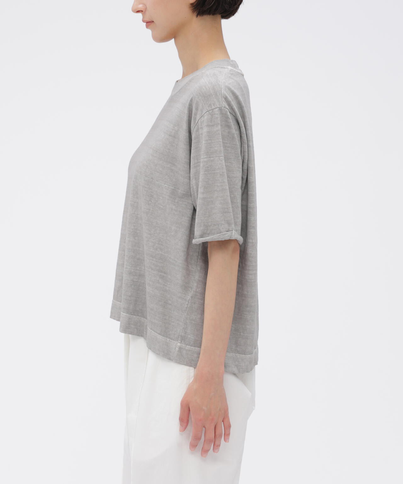 CARBON DYED COTTON LINEN TOP
