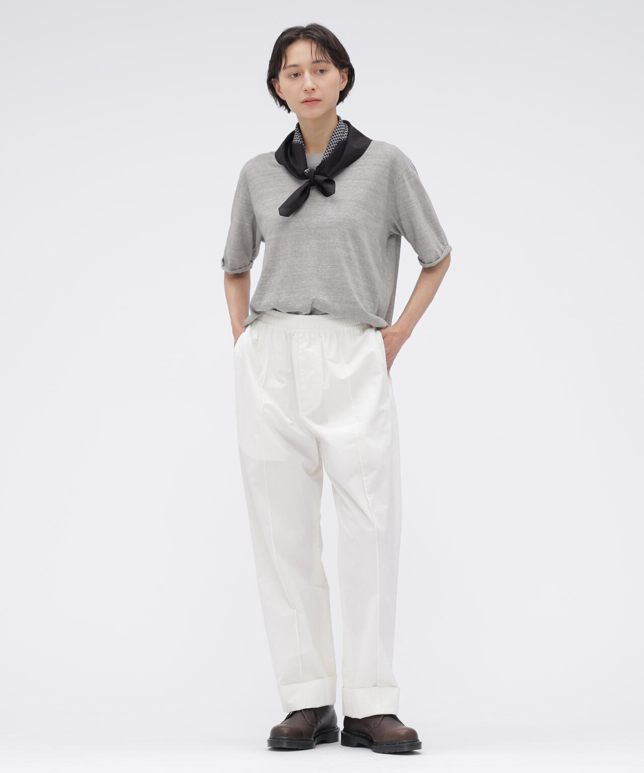 CARBON DYED COTTON LINEN TOP