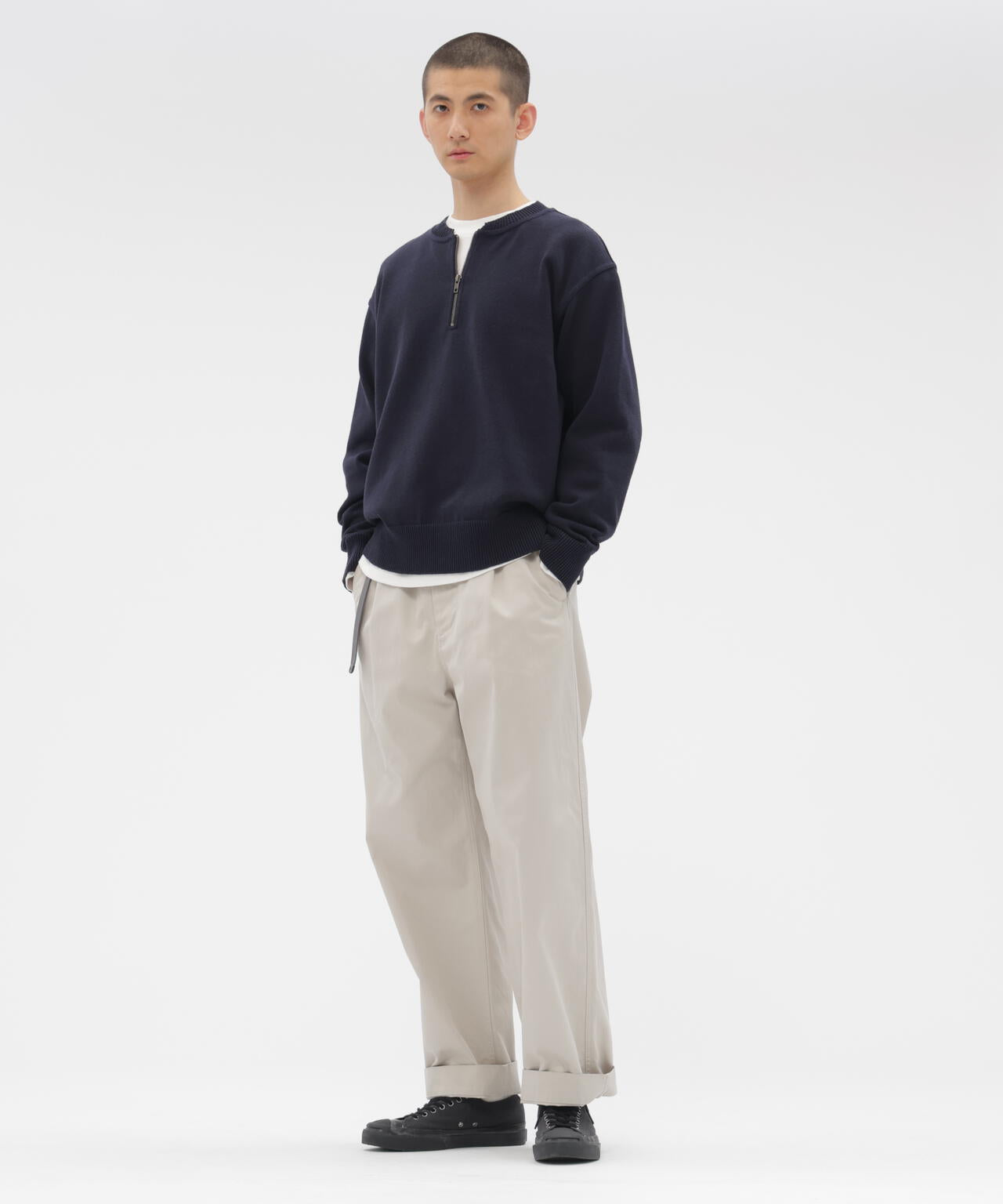 WASHED CHINO COTTON TROUSERS