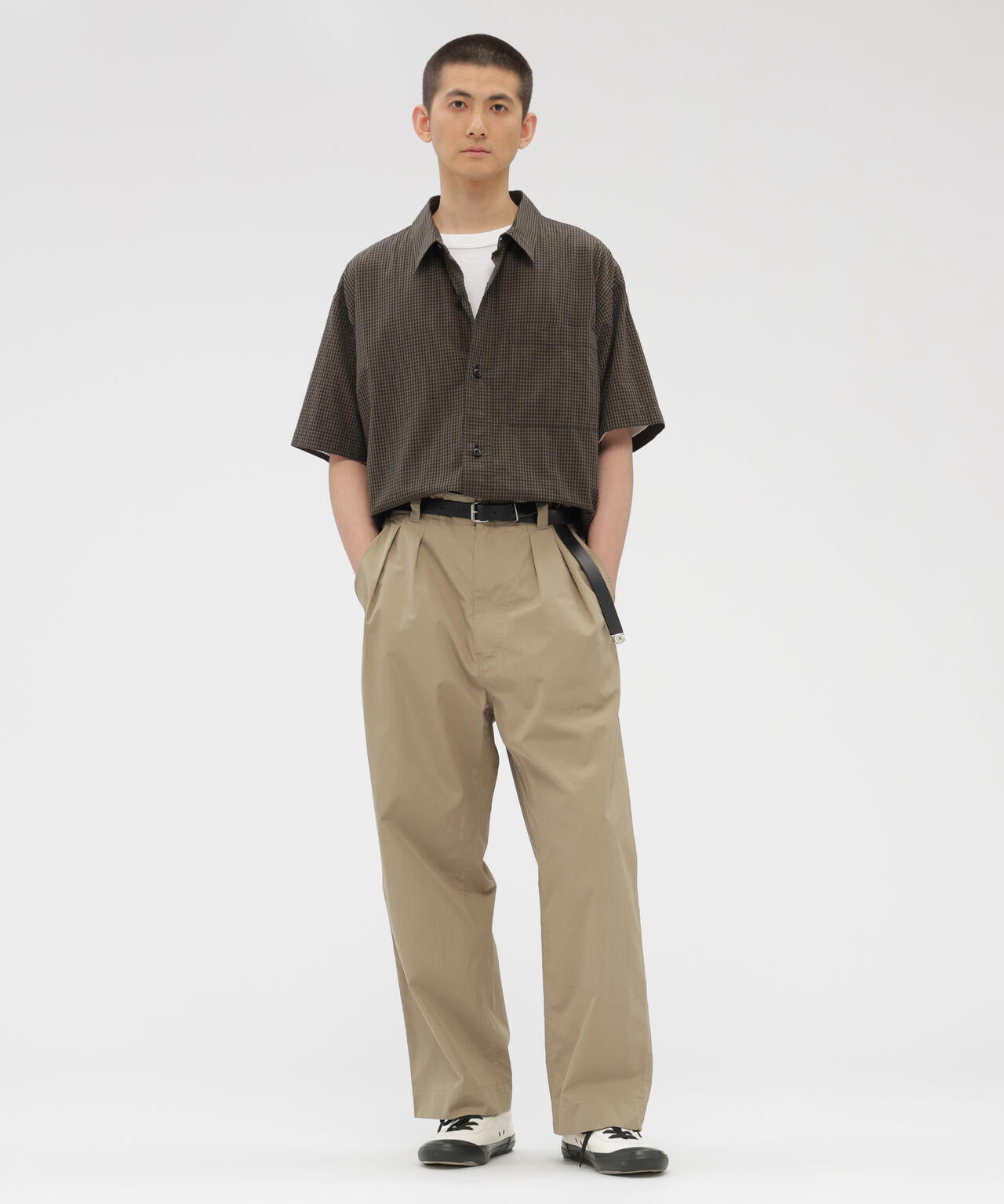 FINE COMPACT COTTON POPLIN TROUSERS