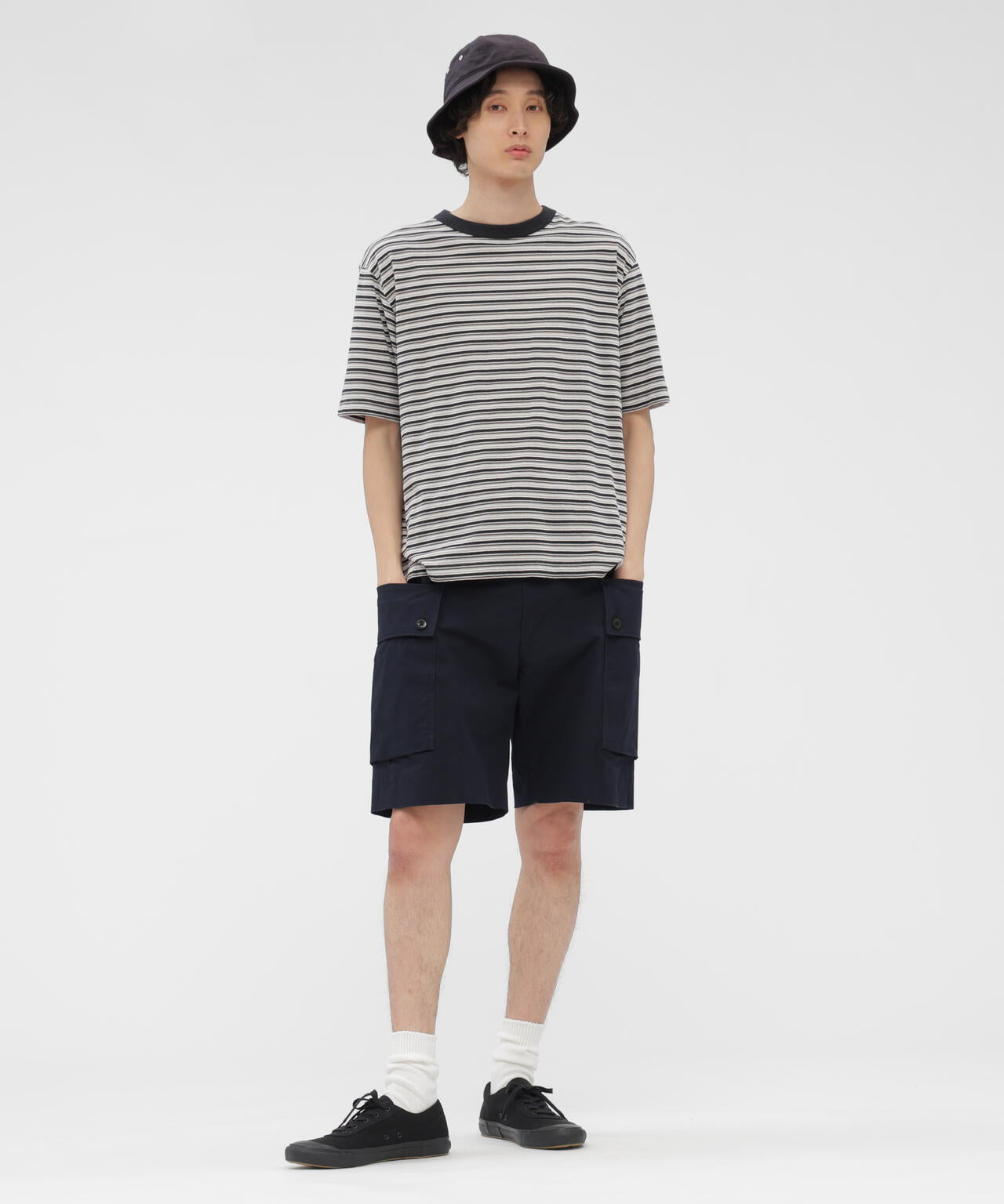 COTTON LINEN MULTI STRIPE JERSEY TOP