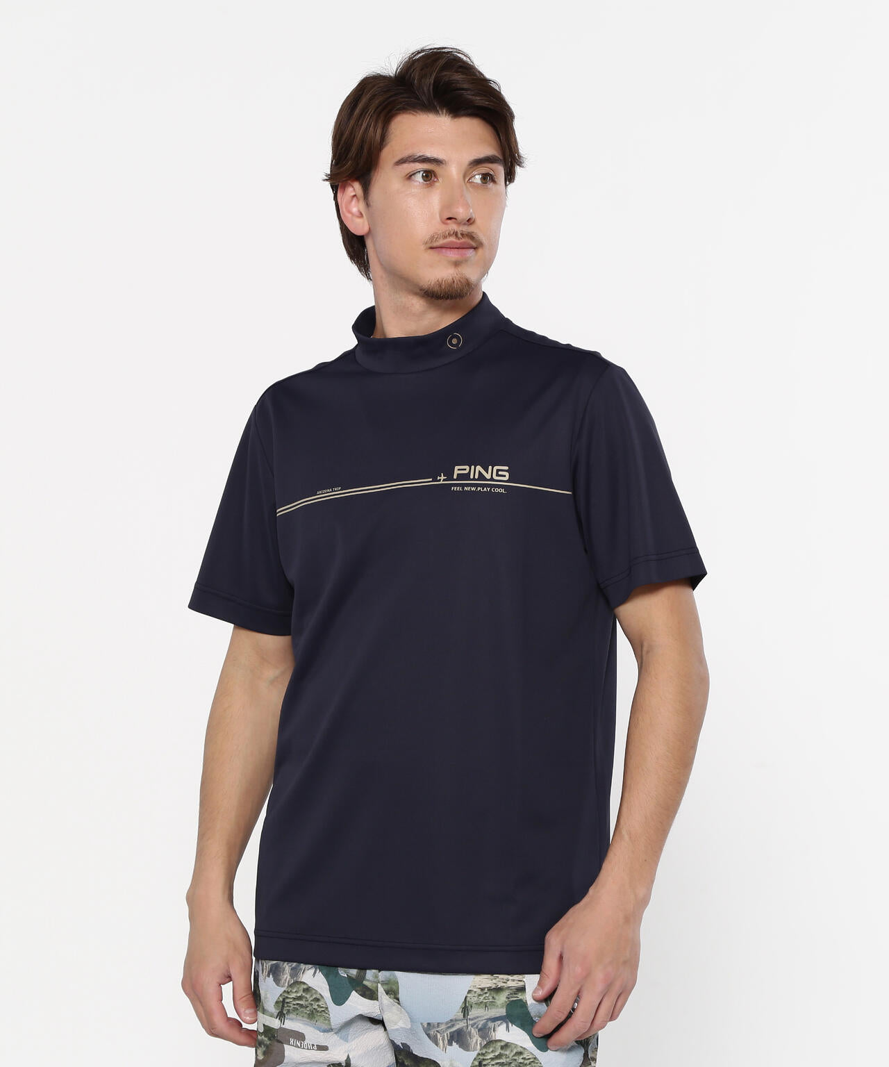 【PING APPAREL】カノコ 半袖ハイネックシャツ ＜NATIVE＞ (MENS)