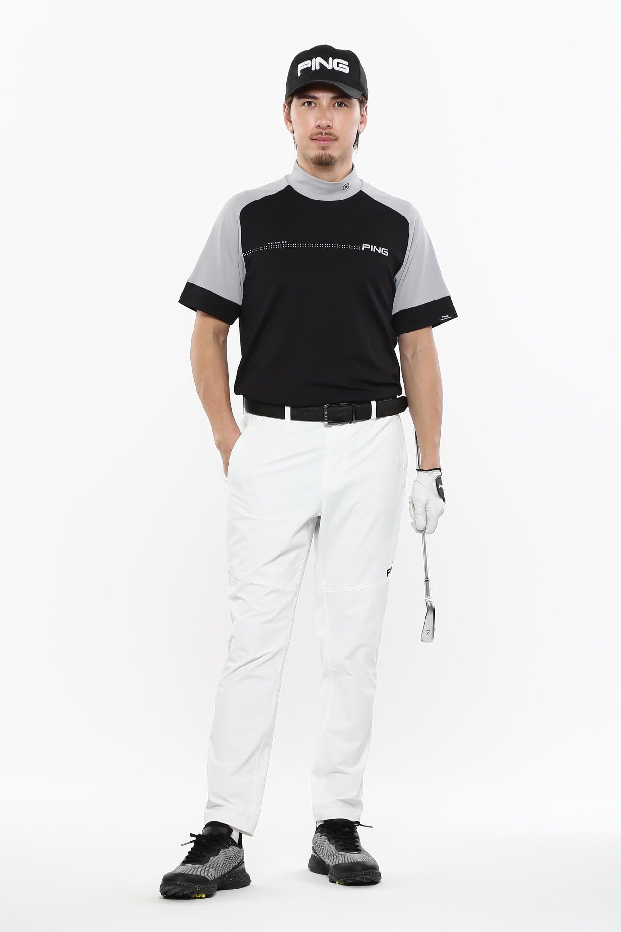 日本ゴルフツアー選手権蝉川プロ着用【PING APPAREL】涼風テラカノコ半袖ハイネックシャツ ＜PERFORMANCE＞ (MENS)