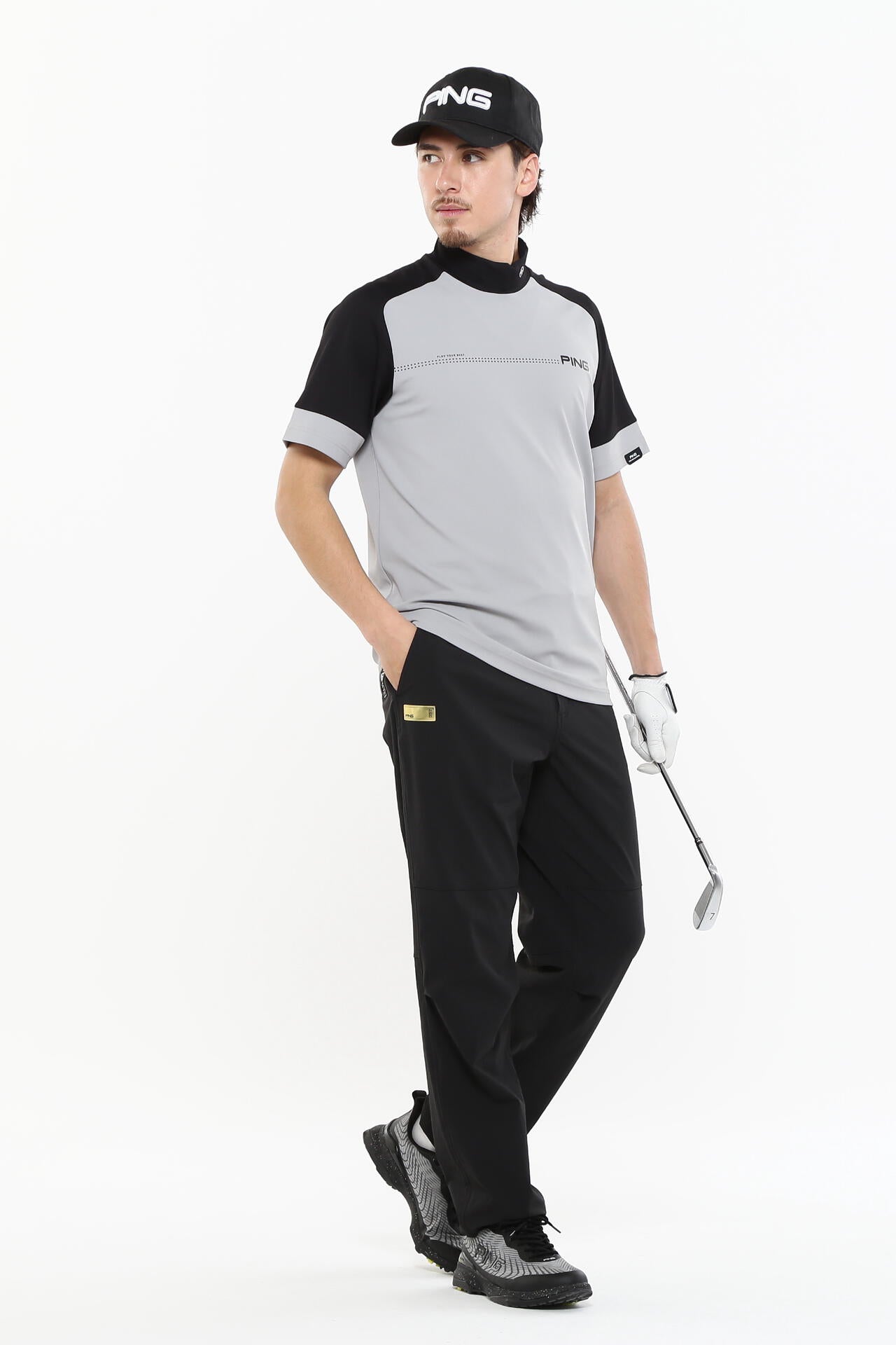 日本ゴルフツアー選手権蝉川プロ着用【PING APPAREL】涼風テラカノコ半袖ハイネックシャツ ＜PERFORMANCE＞ (MENS)