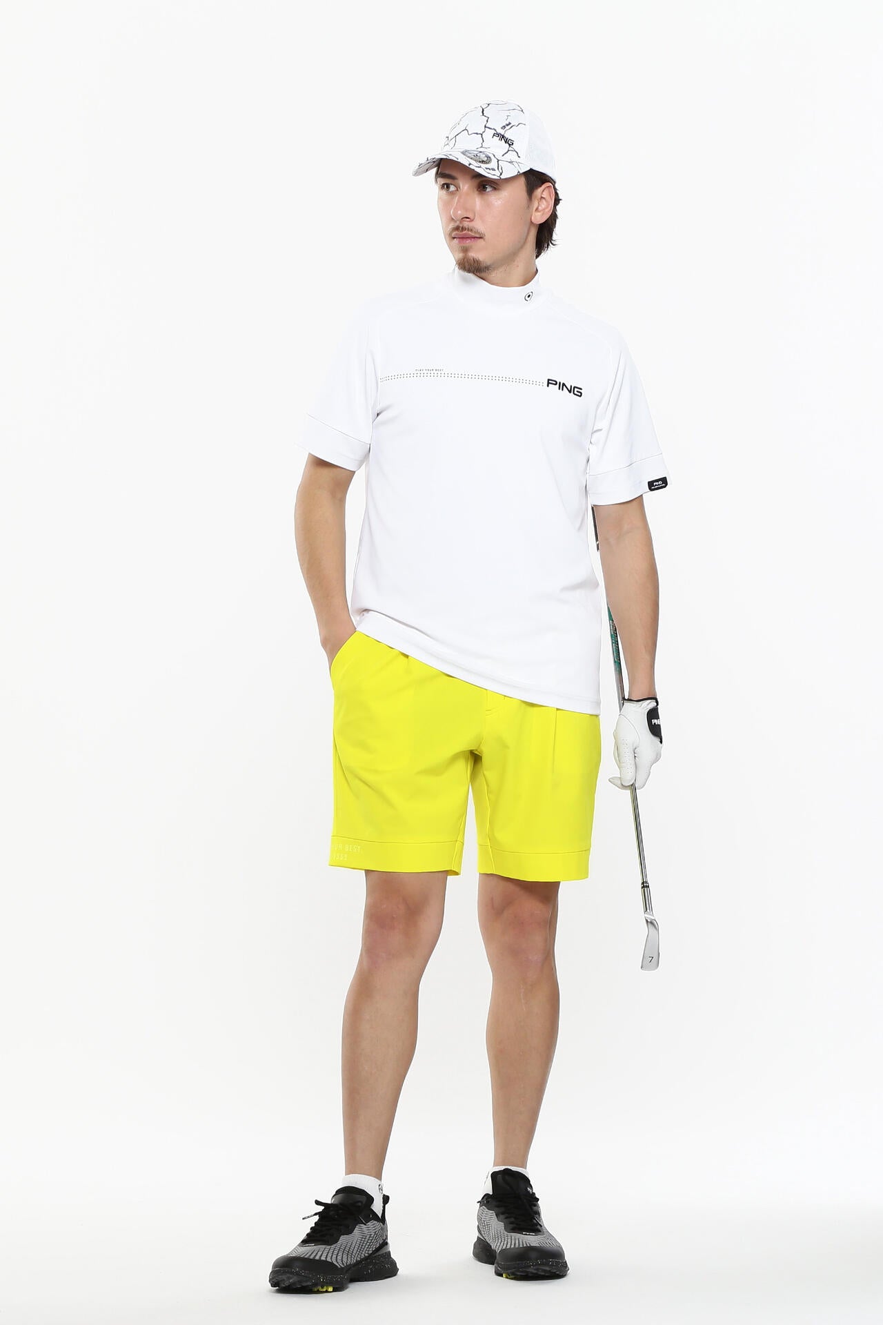 日本ゴルフツアー選手権蝉川プロ着用【PING APPAREL】涼風テラカノコ半袖ハイネックシャツ ＜PERFORMANCE＞ (MENS)