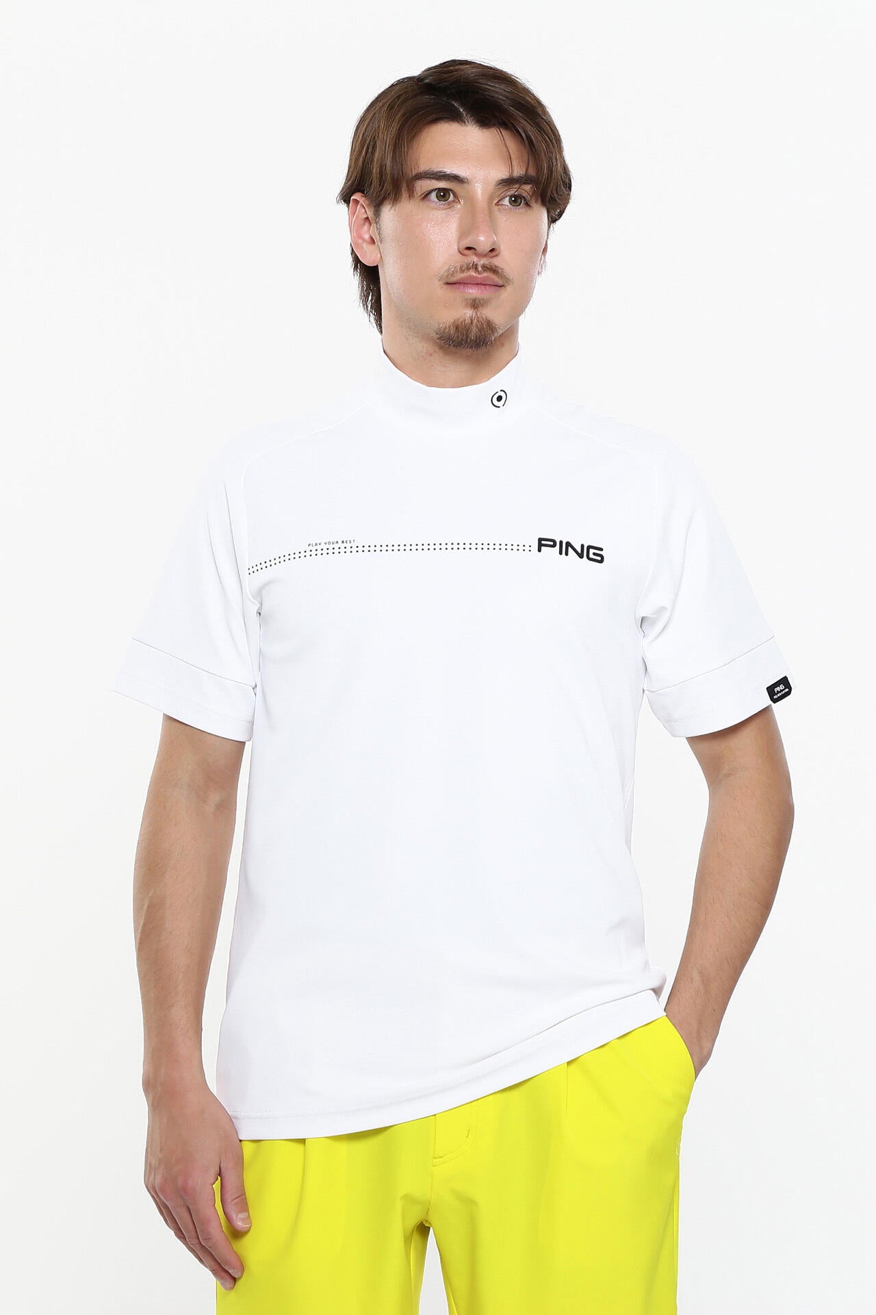 日本ゴルフツアー選手権蝉川プロ着用【PING APPAREL】涼風テラカノコ半袖ハイネックシャツ ＜PERFORMANCE＞ (MENS)