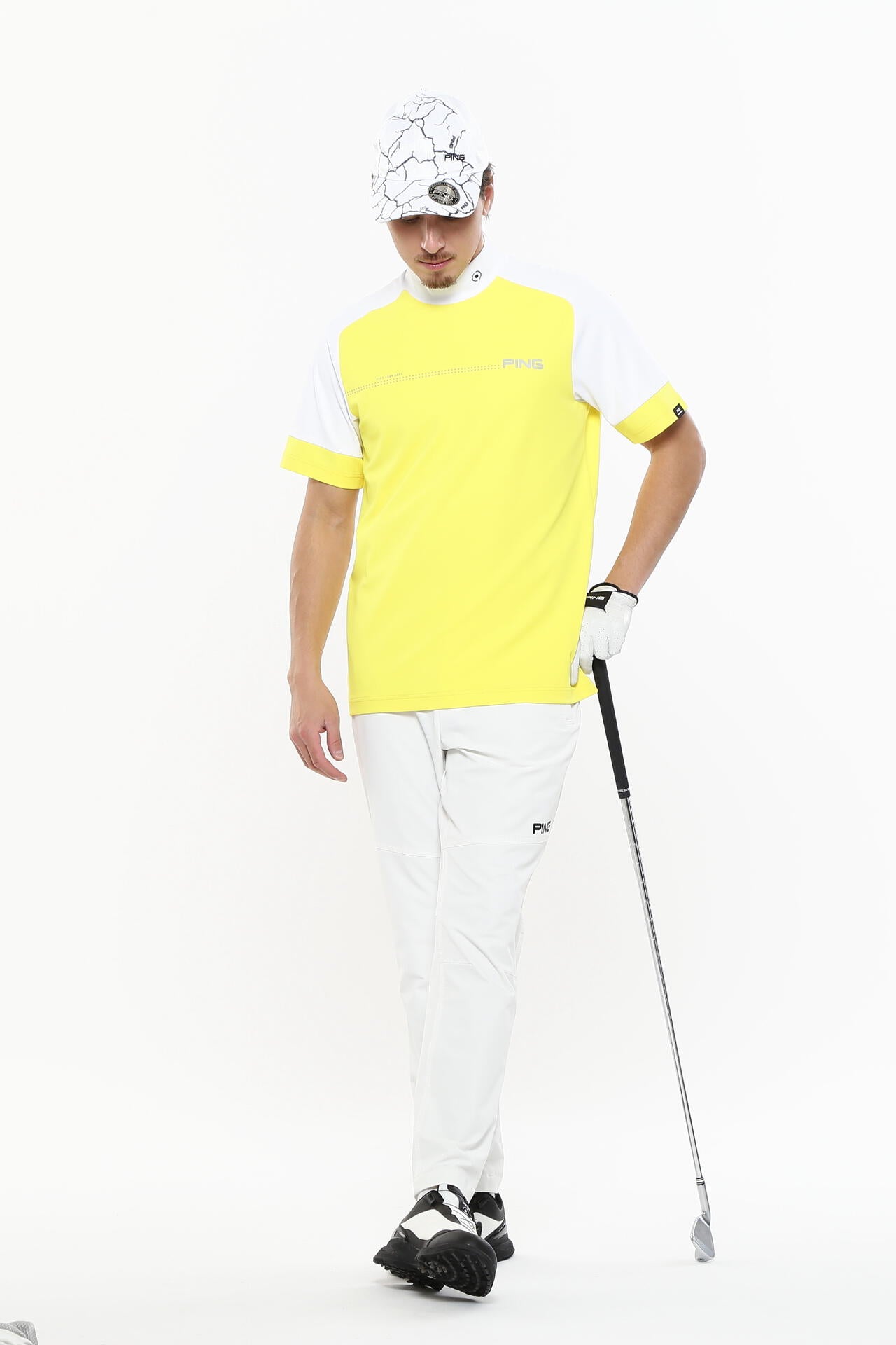 日本ゴルフツアー選手権蝉川プロ着用【PING APPAREL】涼風テラカノコ半袖ハイネックシャツ ＜PERFORMANCE＞ (MENS)