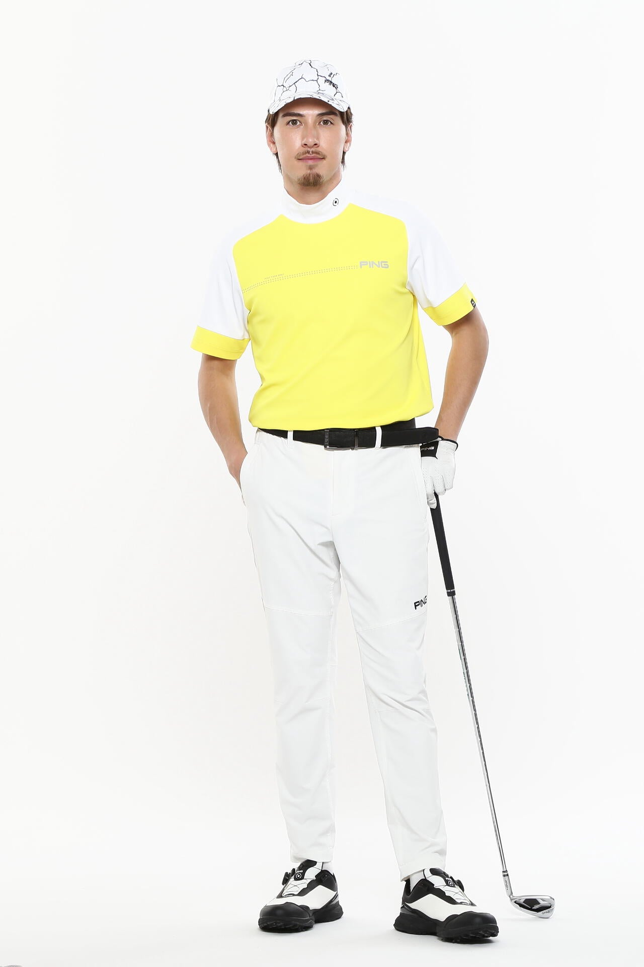 日本ゴルフツアー選手権蝉川プロ着用【PING APPAREL】涼風テラカノコ半袖ハイネックシャツ ＜PERFORMANCE＞ (MENS)