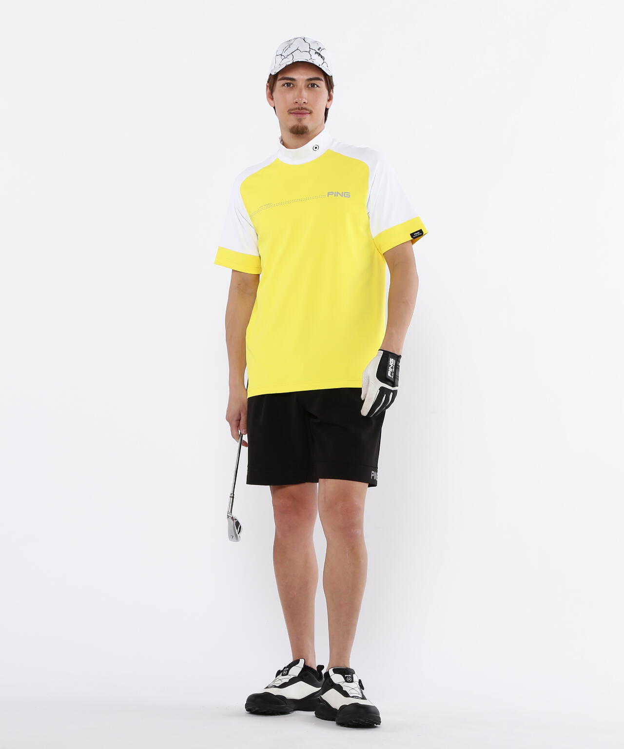 日本ゴルフツアー選手権蝉川プロ着用【PING APPAREL】涼風テラカノコ半袖ハイネックシャツ ＜PERFORMANCE＞ (MENS)