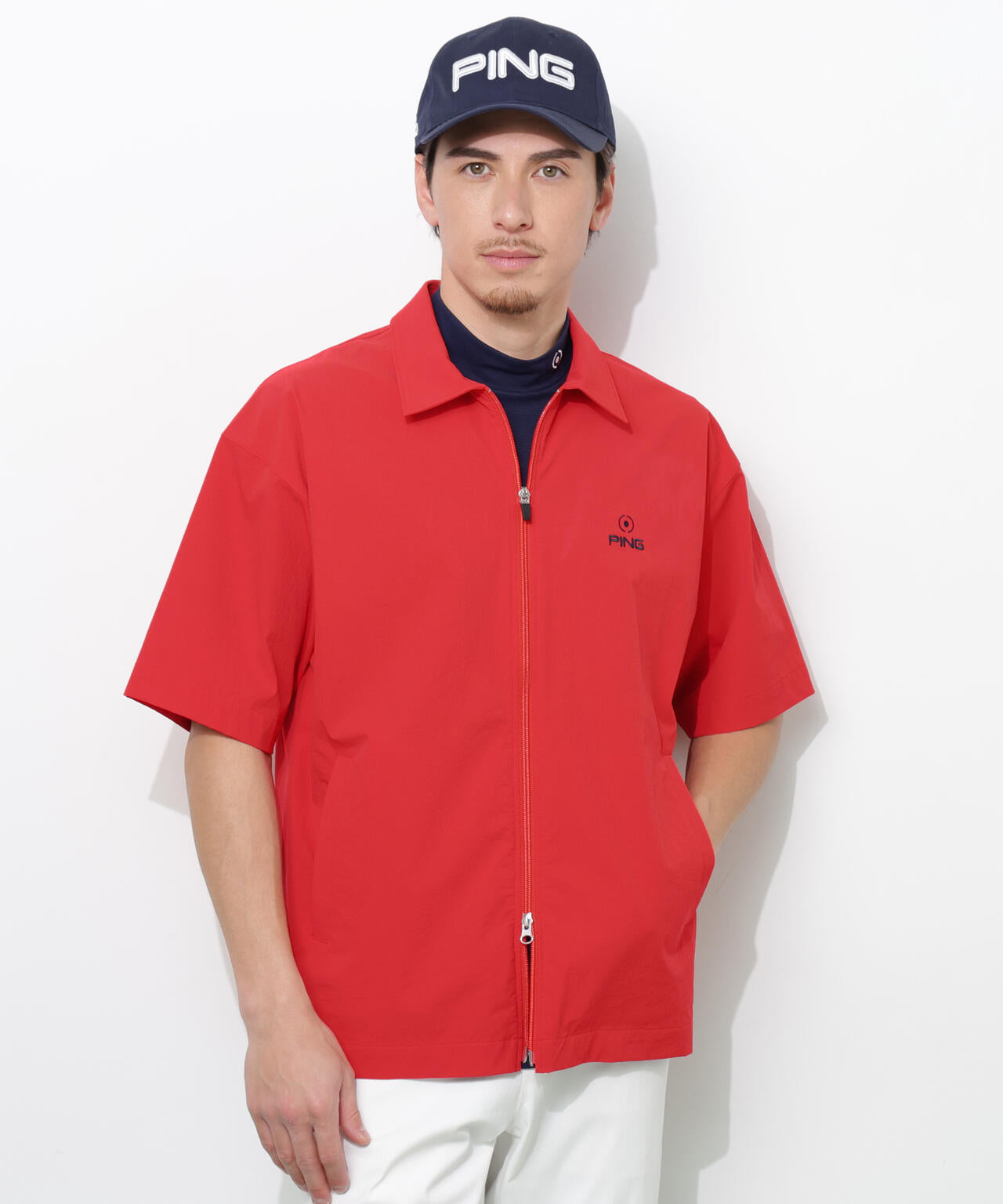 【PING APPAREL】ストレッチリップストップ半袖フルジップシャツ ＜NATIVE＞ (MENS)